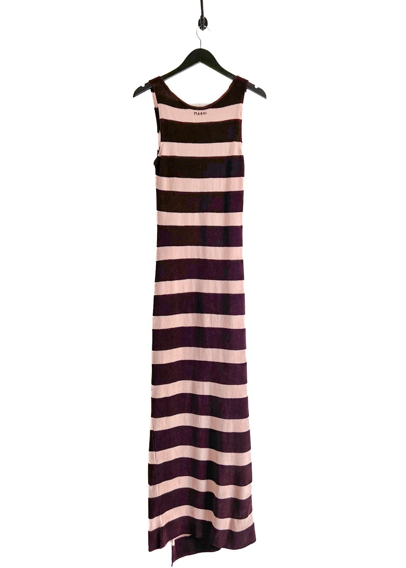 Marni Marni Pink Burgundy Striped Chenille Knit Slit Midi Dress Size M / US 6-8 / IT 42-44 - 2 Thumbnail