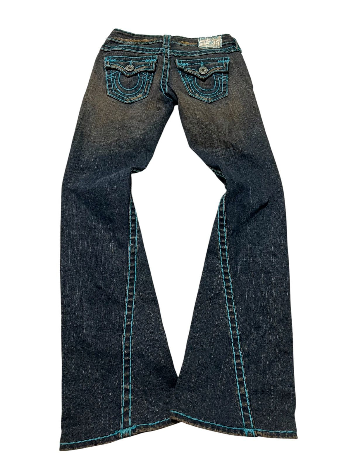 If Six Was Nine × Le Grande Bleu (L.G.B.) × True Religion True religion mudwash spiral cut flared denim pants Size US 27 - 2 Thumbnail
