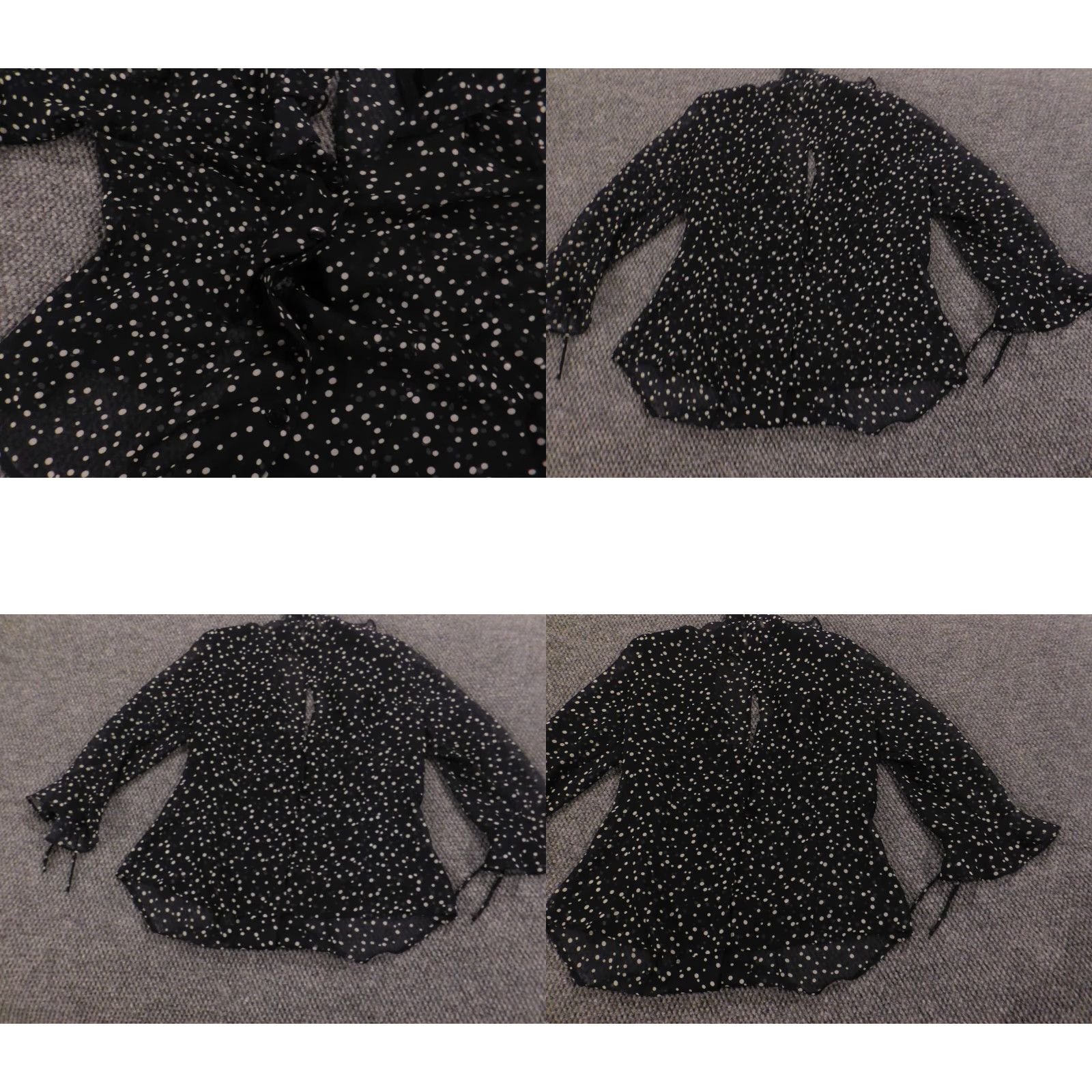 Vintage Miss Dorby Blouse Womens Long Sleeve Round Neck Pullover Blue Polka Dot 8 Open Back Button Accent Rose Vintage No Size M / US 6-8 / IT 42-44 - 8 Thumbnail
