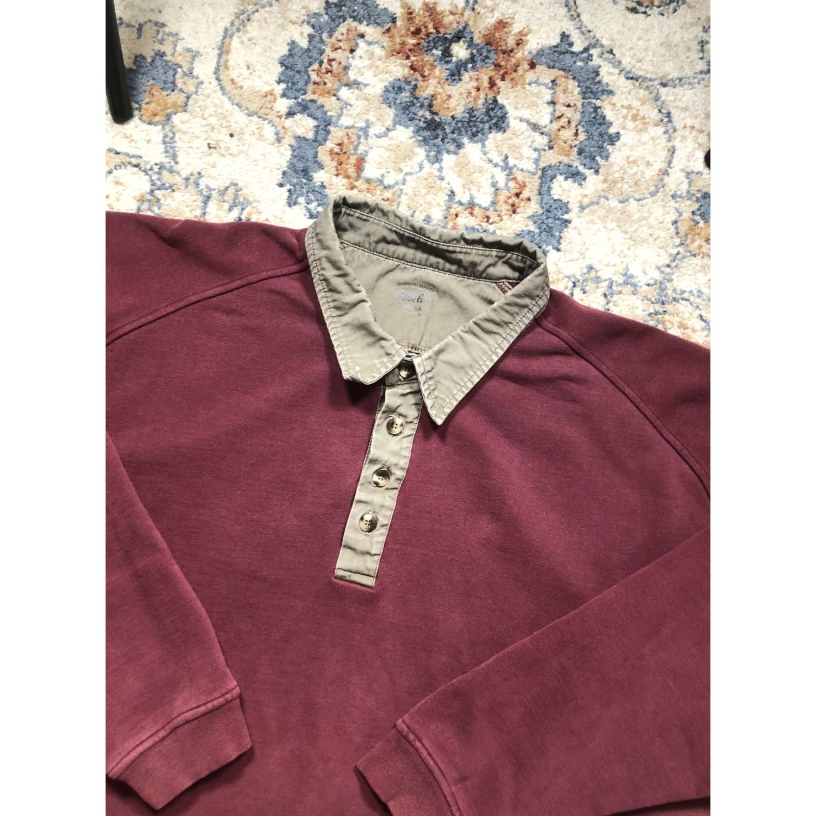 Vintage Cabela's Sweatshirt Mens 3XLT Red Fleece Collared Pullover Button Placket Size US XXL / EU 58 / 5 - 7 Thumbnail