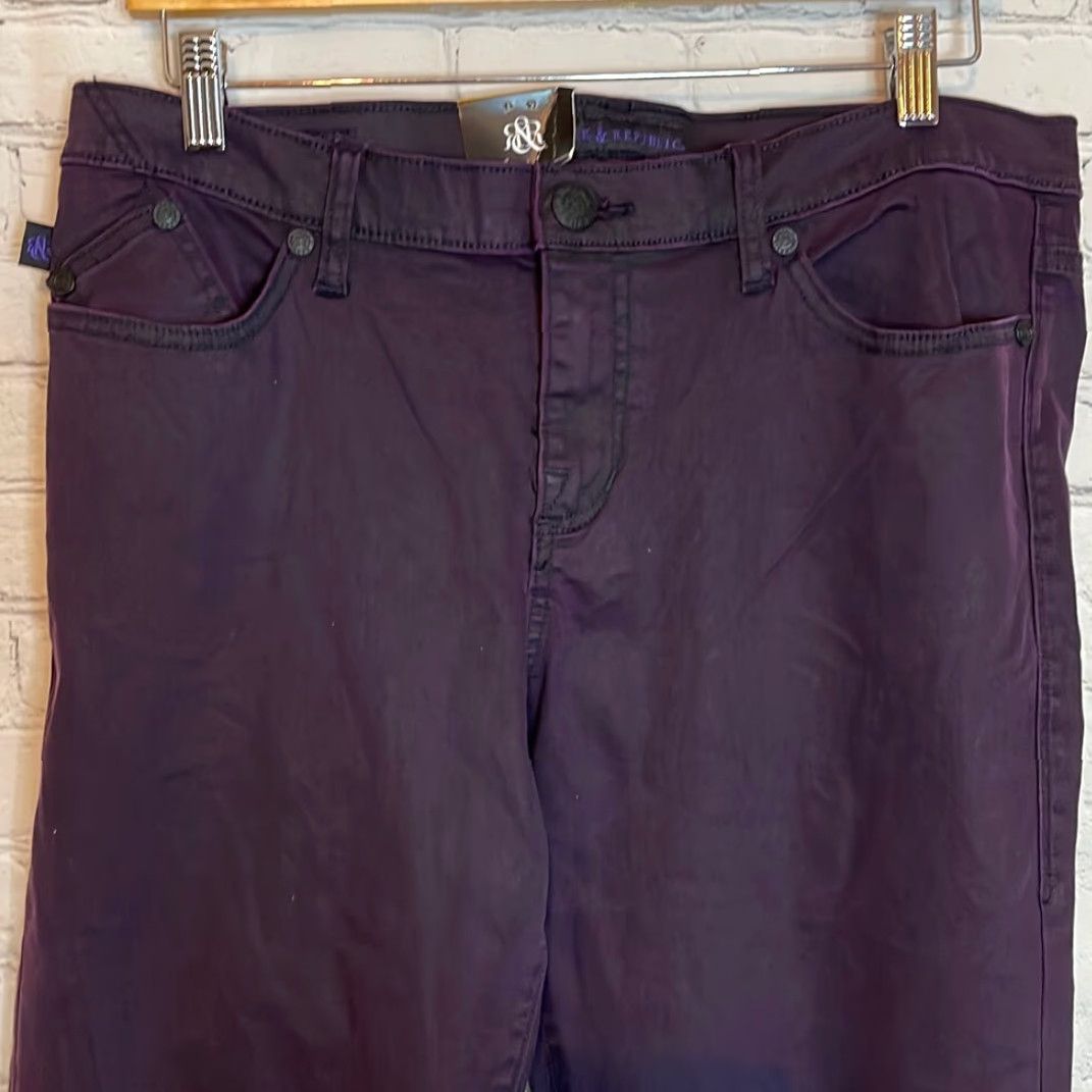 Vintage Rock & Republic Women’s Purple Berlin Skinny Jeans size 16m NEW Size 38" / US 16 / IT 52 - 2 Thumbnail