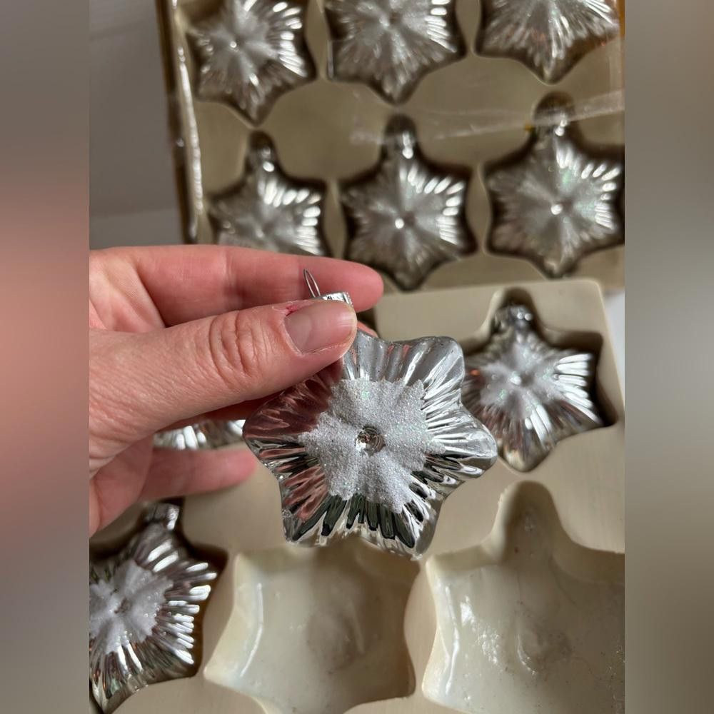 Designer 11 Vintage Christmas Star Mica Glass Ornaments Size ONE SIZE - 2 Thumbnail