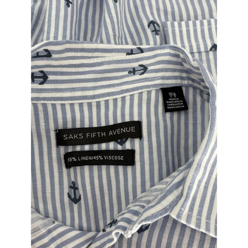 Saks Fifth Avenue Saks Fifth Avenue Anchor Printed Short Sleeve Shirt Size US L / EU 52-54 / 3 - 3 Thumbnail