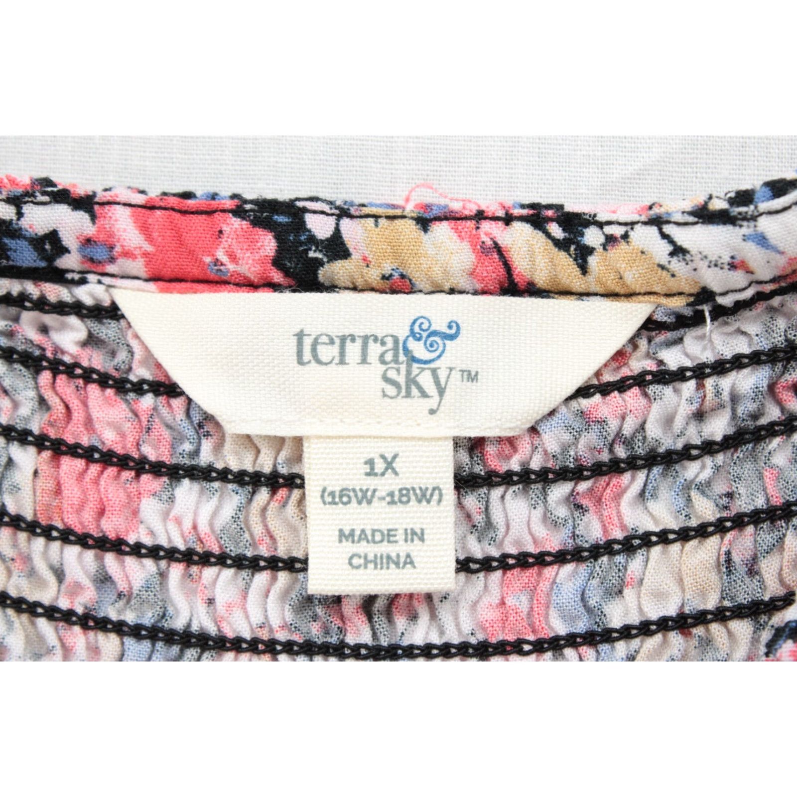 Vintage Terra & Sky Dress Adult 1X Pink Floral Print Smocked 3/4 Sleeve Knee Length Cottagecore Womens Size XL / US 12-14 / IT 48-50 - 5 Thumbnail