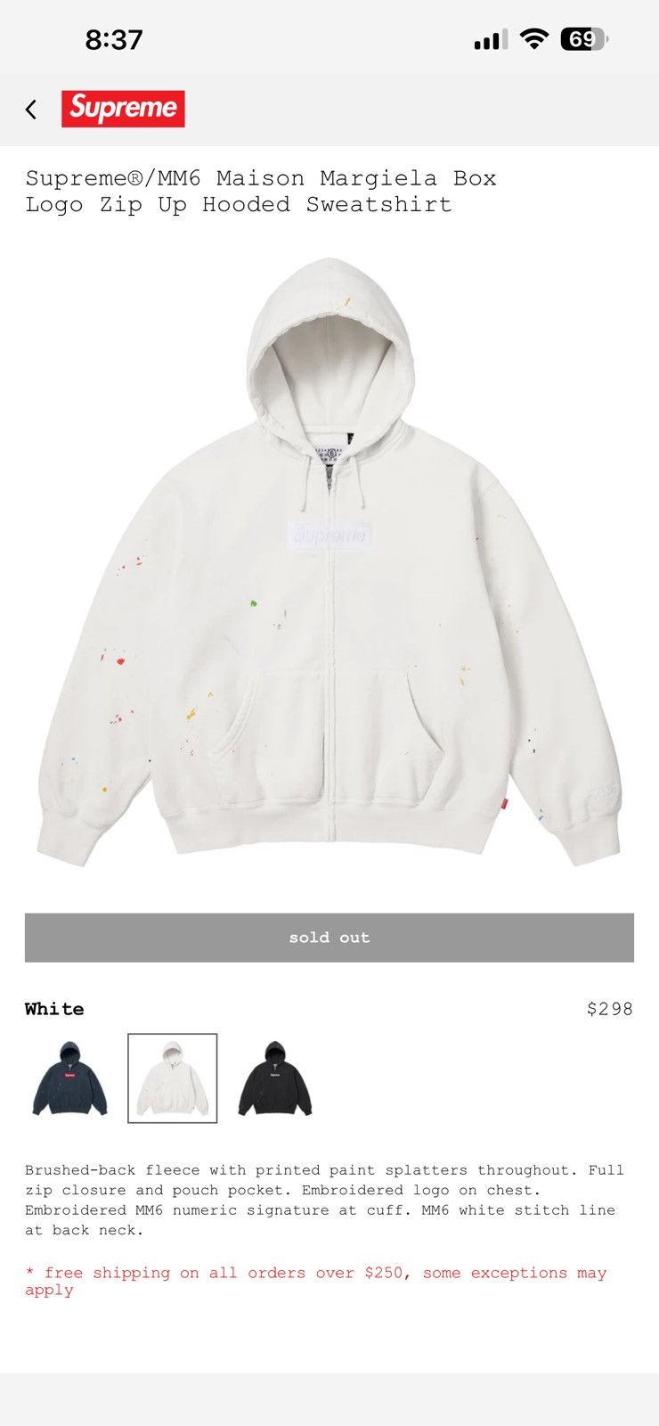 Supreme Supreme Small Box Logo Floral Thermal Zip Up Hoodie White