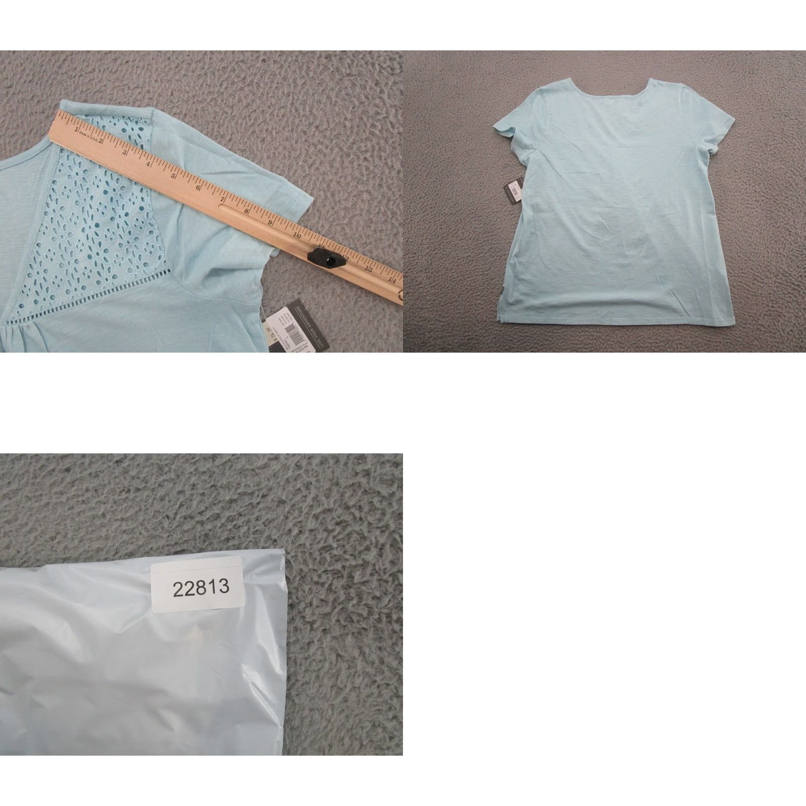 Eddie Bauer Eddie Bauer Women's V-Neck Eyelet Blue T-Shirt Size L 100% Cotton NEW Size L / US 10 / IT 46 - 8 Thumbnail