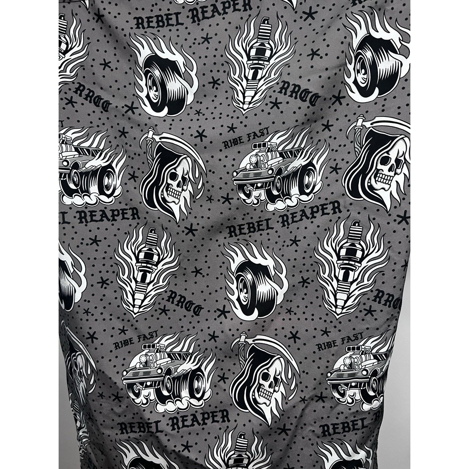 Other Rebel Reaper All Over Graphic Gothic Gray Button Up Shirt M Size US M / EU 48-50 / 2 - 6 Thumbnail
