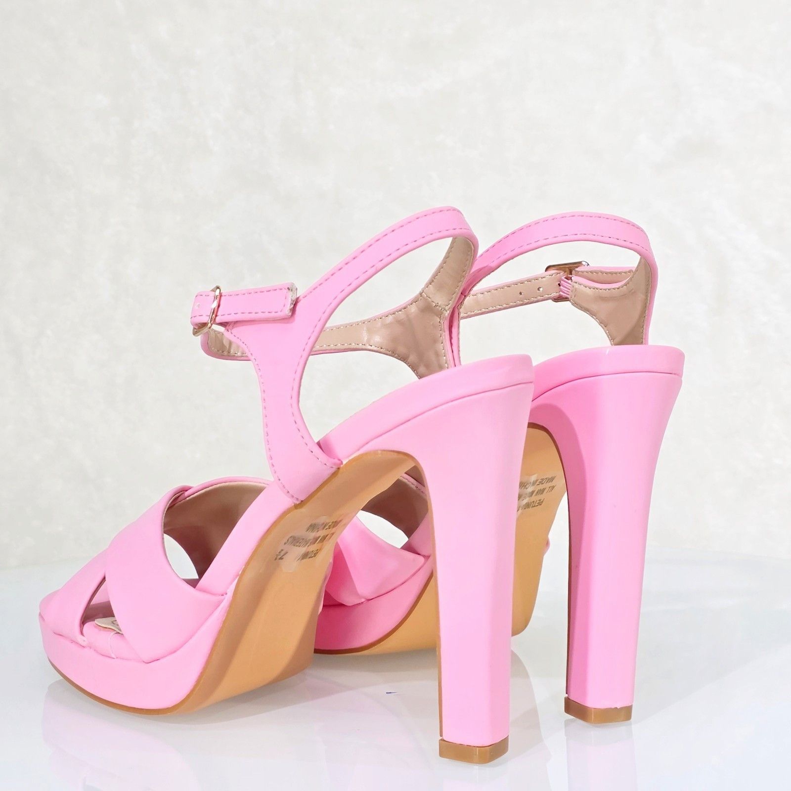 Other Pretty Pink Matte High Heels Ankle Strap Open Toe Sandals Sh Size US 10 / IT 40 - 5 Thumbnail