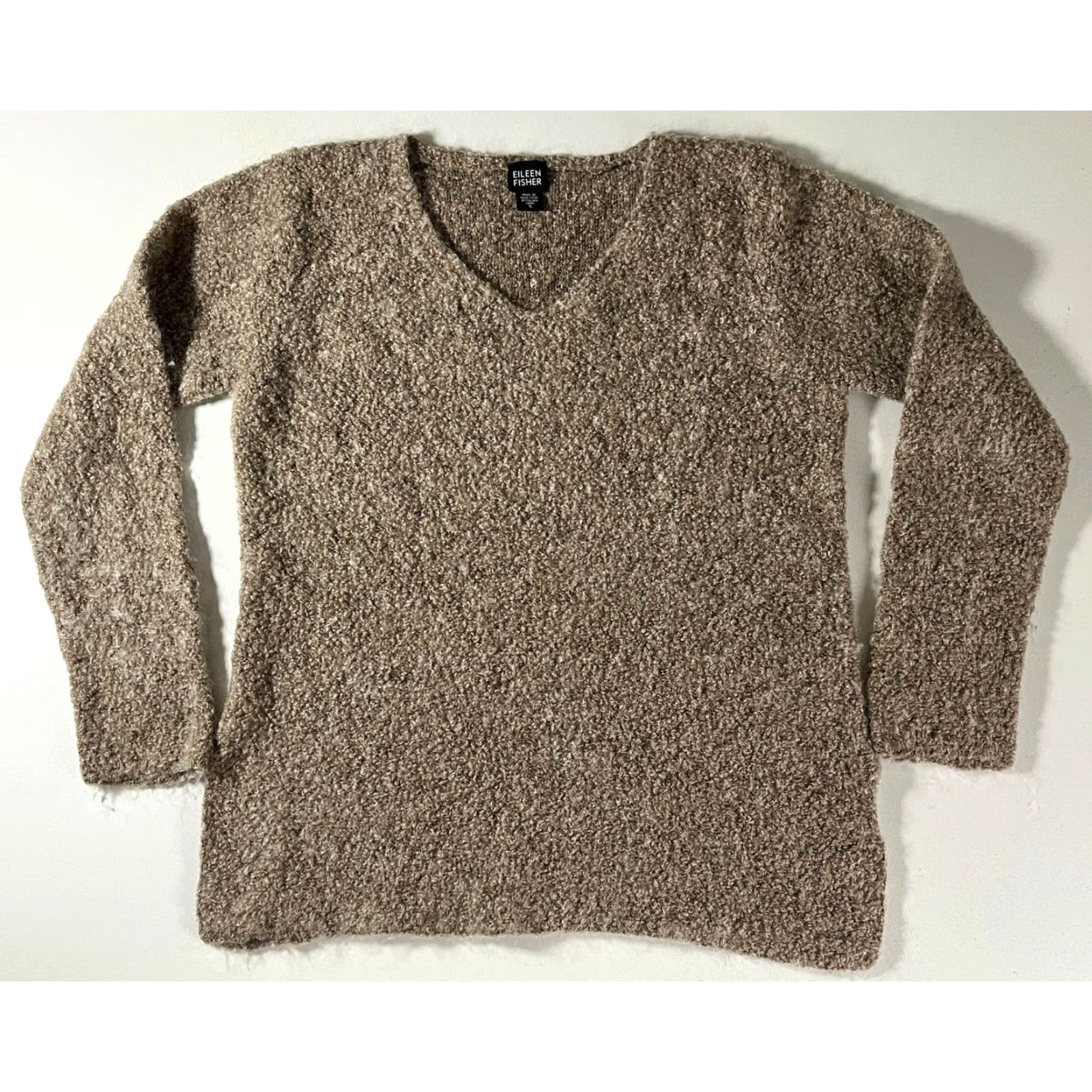 Eileen Fisher VINTAGE Eileen Fisher Women’s V-Neck Pullover Sweater Mohair Merino Wool Sz S Brown Size S / US 4 / IT 40 - 3 Thumbnail