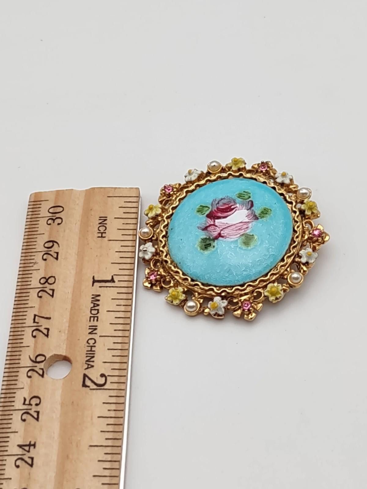 Arts & Science Signed ART Arthur Pepper Rose Glass Cabochon Brooch Size ONE SIZE - 4 Thumbnail