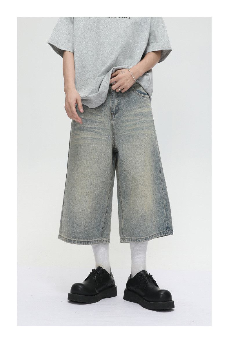 Japanese Brand × Jean American distressed retro straight loose denim shorts Size US 32 / EU 48 - 2 Thumbnail