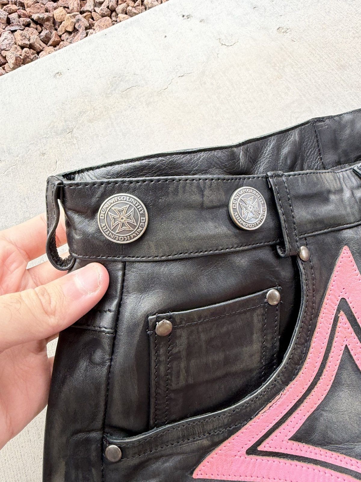 Vale Vale Forever Leather Croxxx Denim – Black / Pink 30 NWT Rare Size US 30 / EU 46 - 7 Thumbnail