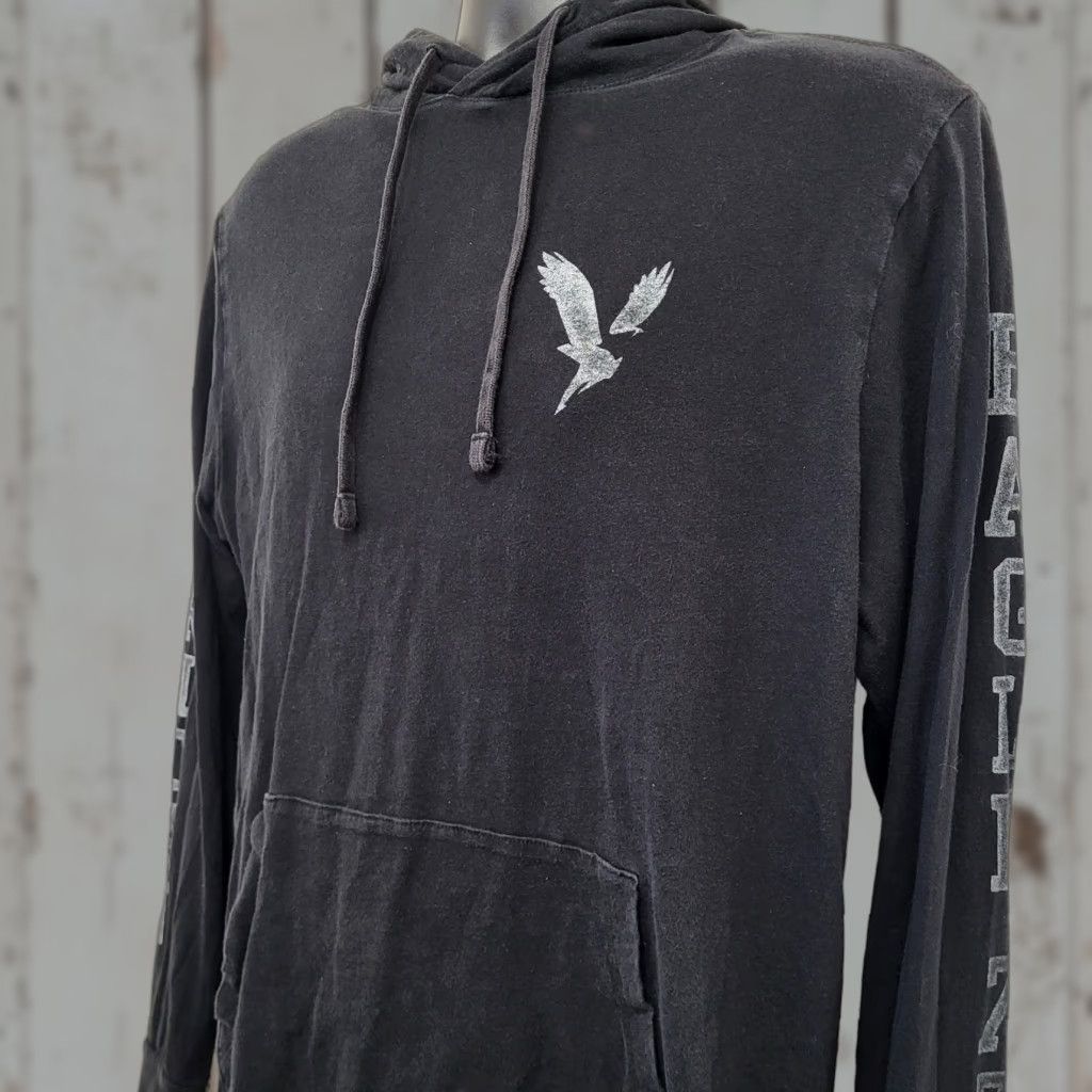 American Eagle Outfitters VINTAGE? No — Not Vintage. American Eagle Outfitters Hoodie Mens M Black Super Soft Standard Fit Pullover Hooded with Pockets Logo Print Size US M / EU 48-50 / 2 - 1 Thumbnail