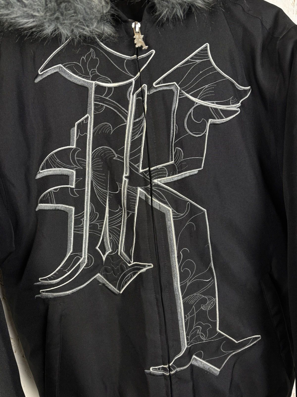 Karl Kani 00s Vintage Karl Kani Y2K Fur Hood Bomber Jacket Black S Size US S / EU 44-46 / 1 - 2 Thumbnail