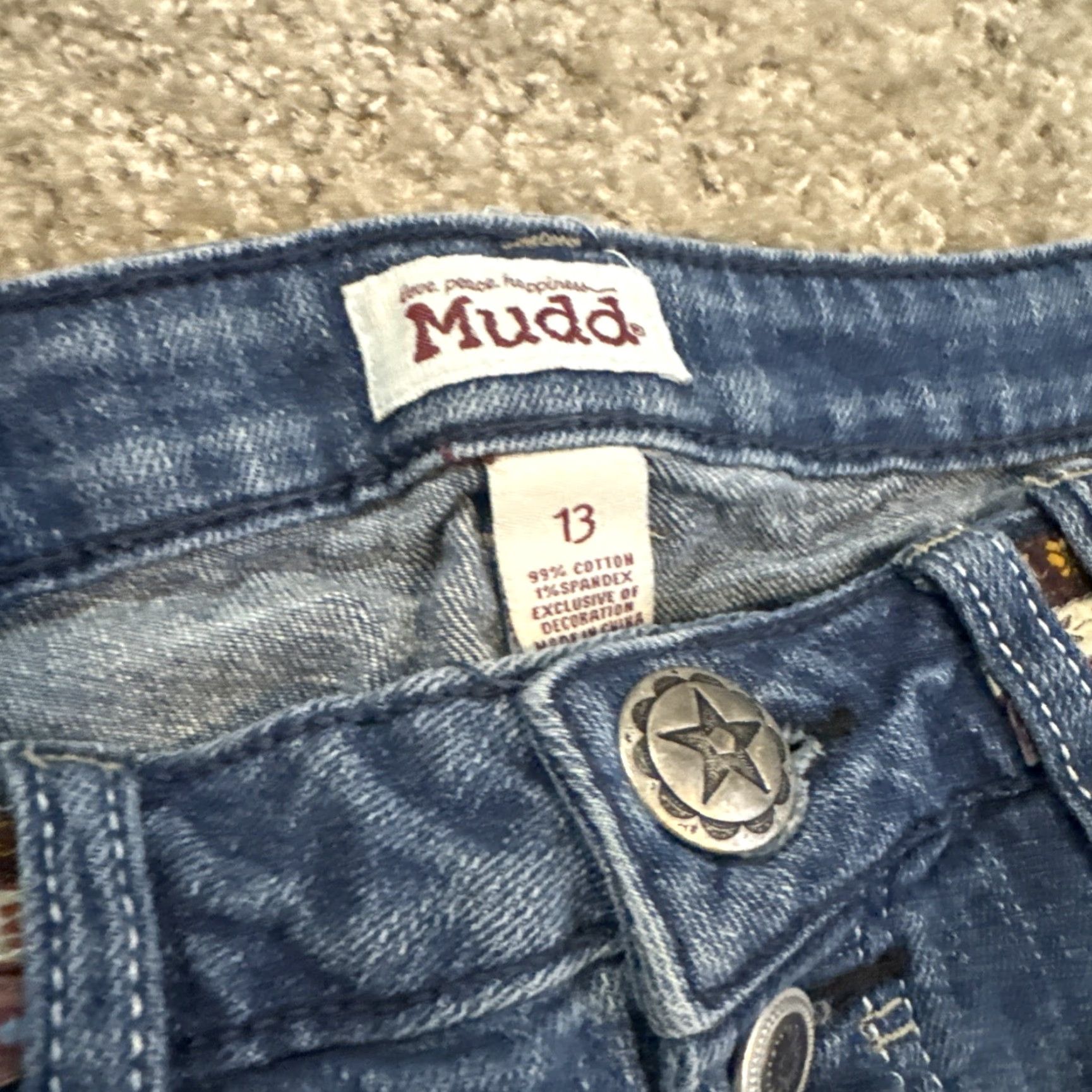 Denime VINTAGE Mudd Jeans Button Fly Low Rise Blue Denim Jeans Size 13 Women Straight XS? Wait. Size 34" / US 12 / IT 48 - 6 Thumbnail