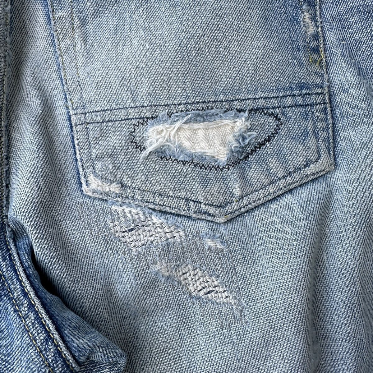 FDMTL Mercedes Benz Selvedge Crash Boro Denim Shorts jort capris Size US 36 / EU 52 - 13 Thumbnail