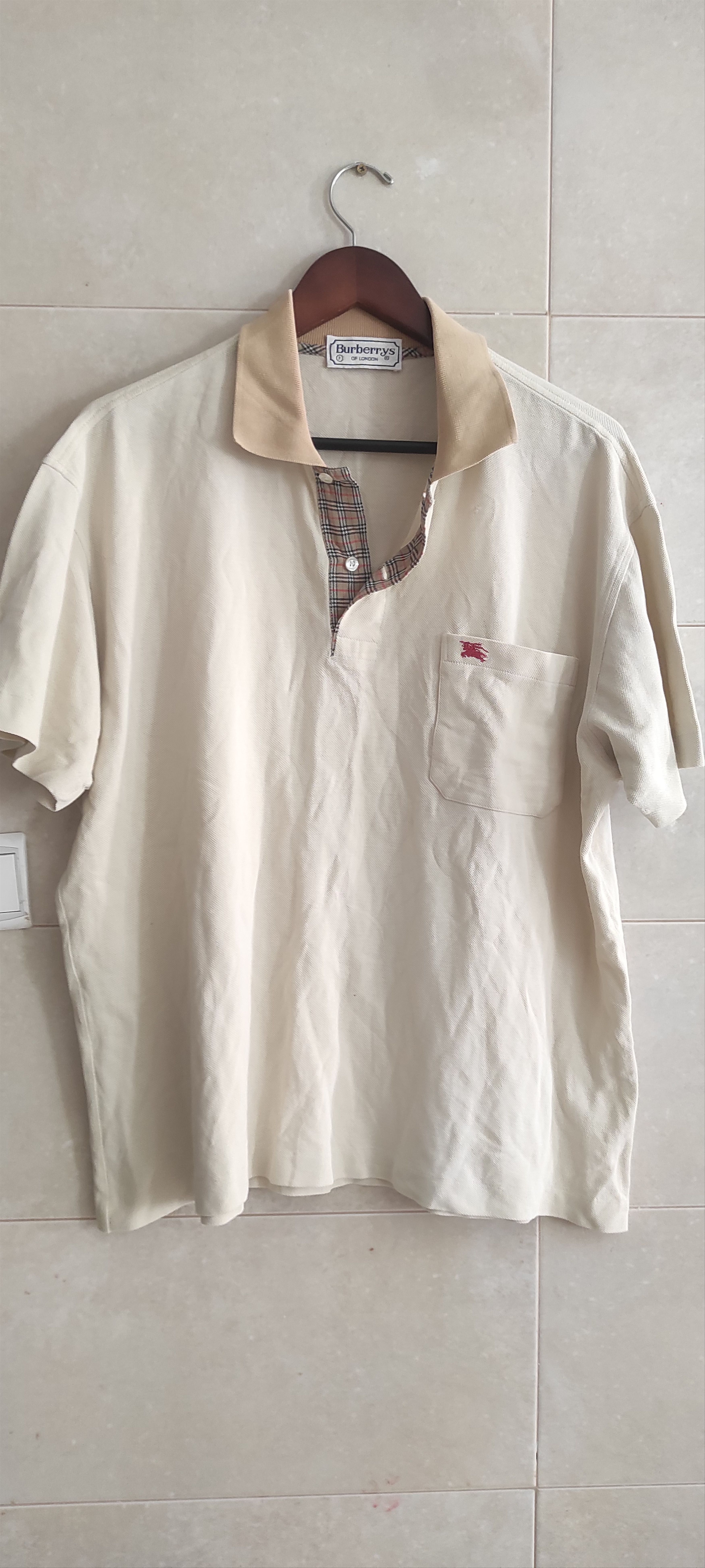 Burberry × Vintage VTG Burberry London Nova Check Polo Beige Tee Shirt Size US L / EU 52-54 / 3 - 10 Thumbnail