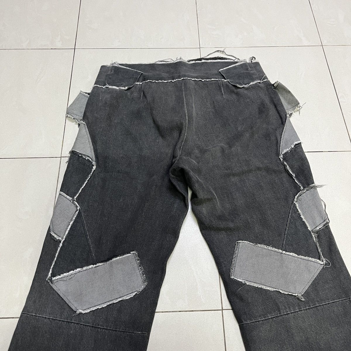Issey Miyake Vintage Issey Miyake Reconstructed Patchwork Flare Jeans Size 31" - 16 Thumbnail