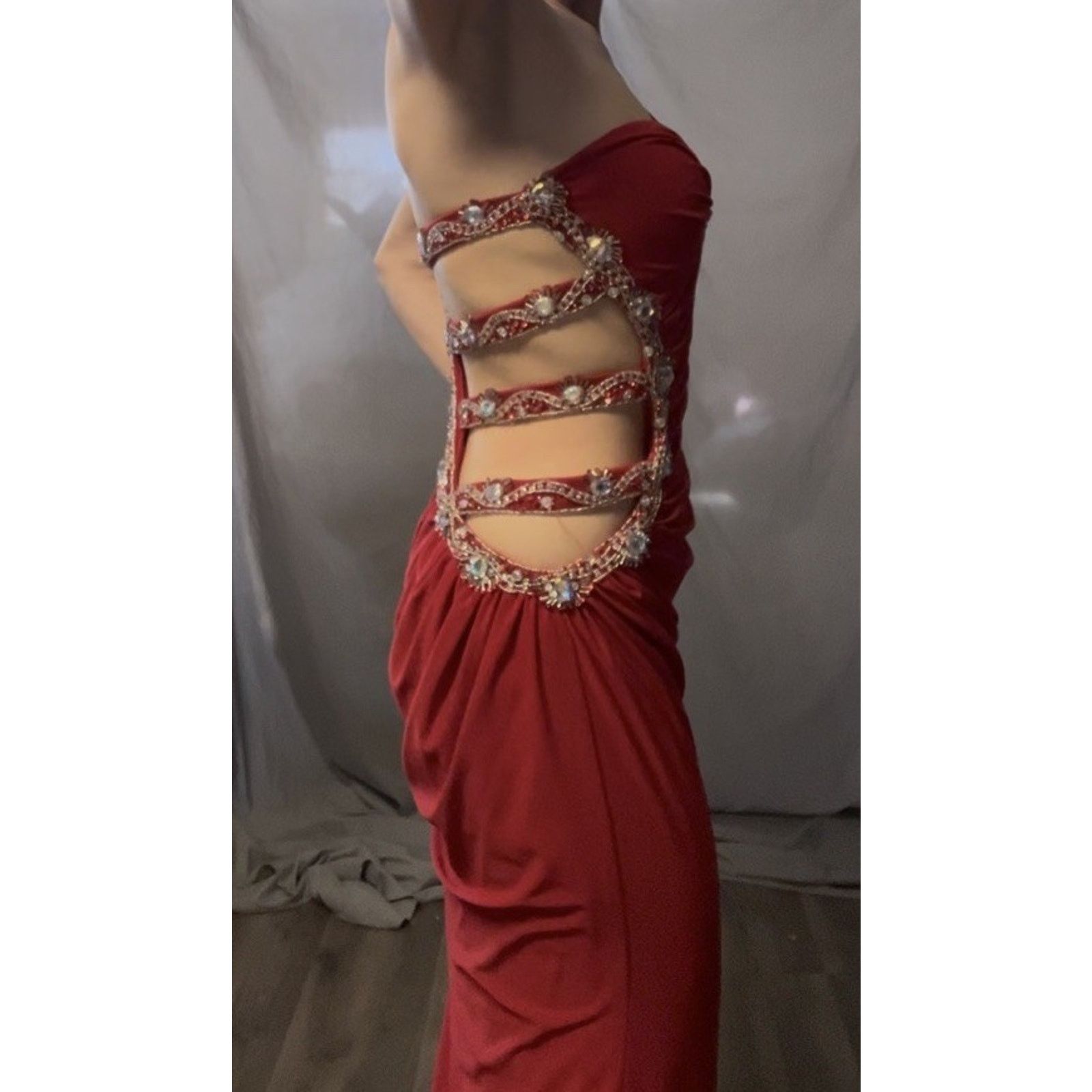Other J asz Couture size 4 red Strappy Open Side & back Gem Dress Size S / US 4 / IT 40 - 20 Thumbnail