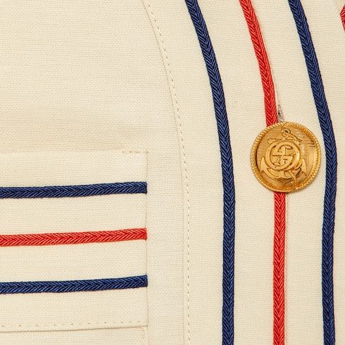 Gucci o1loc1c0226 744716 Cotton Linen Gauze Shirt in Ivory Size M / US 6-8 / IT 42-44 - 5 Thumbnail