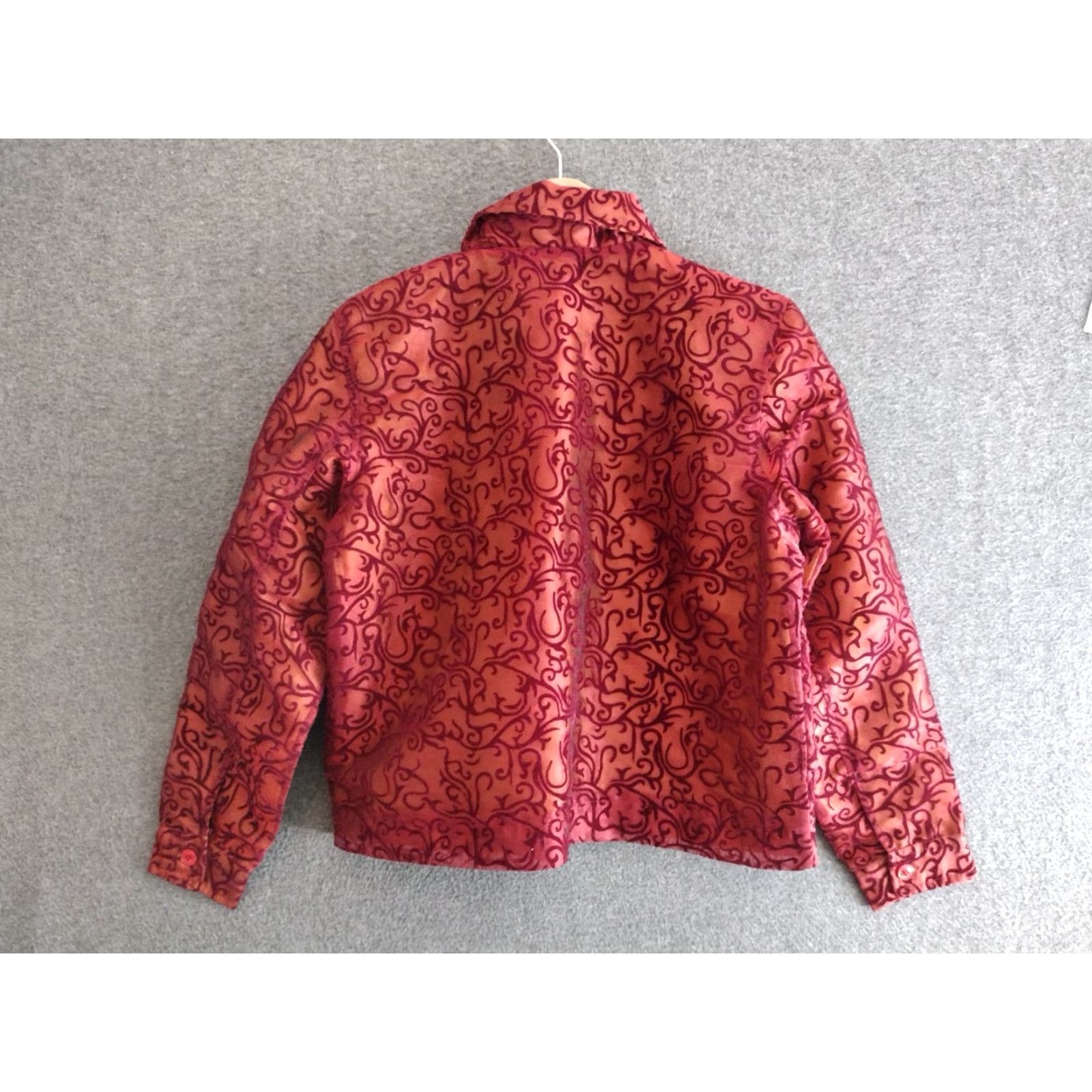 Coldwater Creek VINTAGE Coldwater Creek Beaded Jacket Blazer Velvet Burnout Women's PM Burgundy Floral 90s Jacket Mens Womens Size M / US 6-8 / IT 42-44 - 2 Thumbnail
