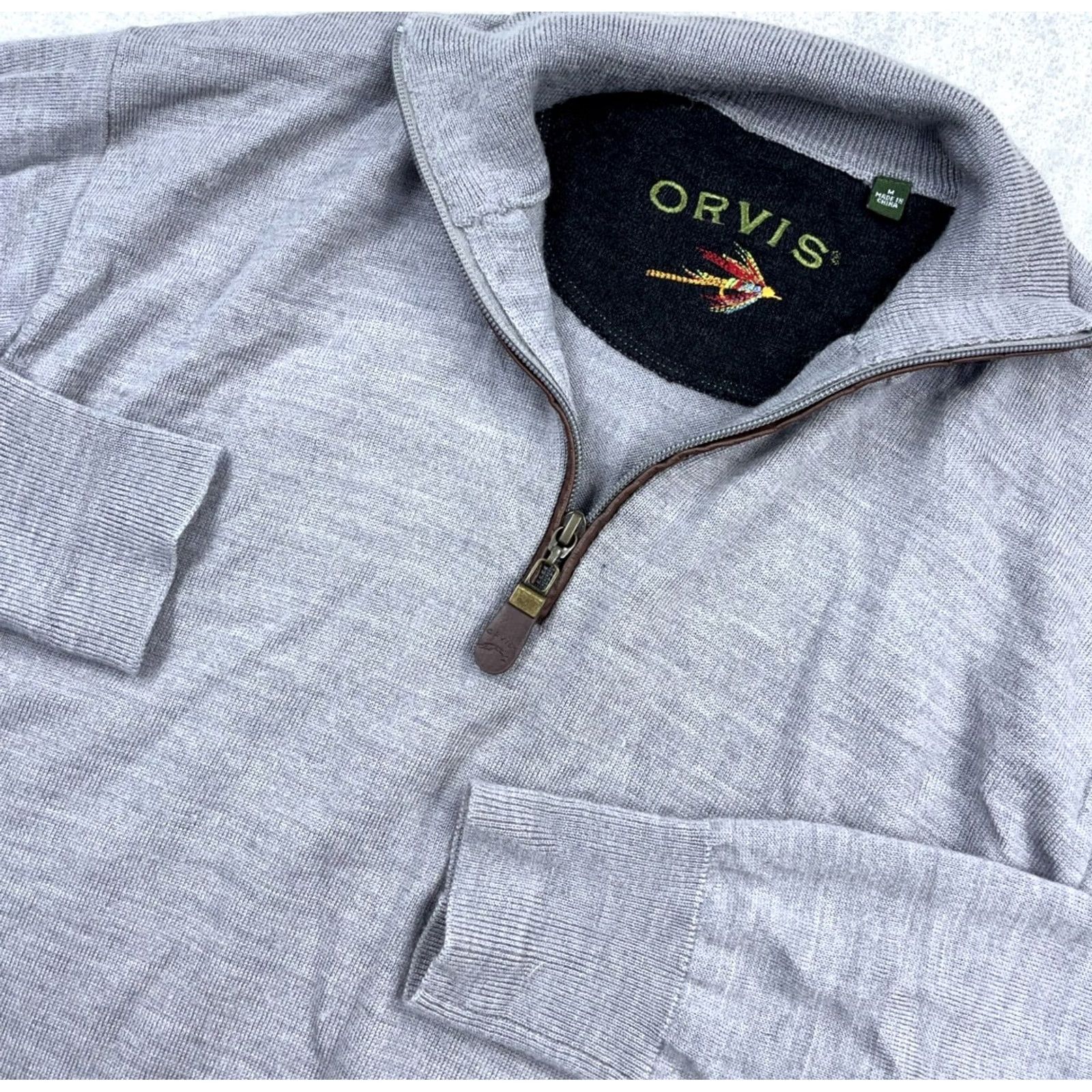 Orvis Orvis Sweater Pullover Merino Wool 1/4 Zip Quilted Lightweight Mock Neck Mens M Gray Full Zip? Size US M / EU 48-50 / 2 - 2 Thumbnail