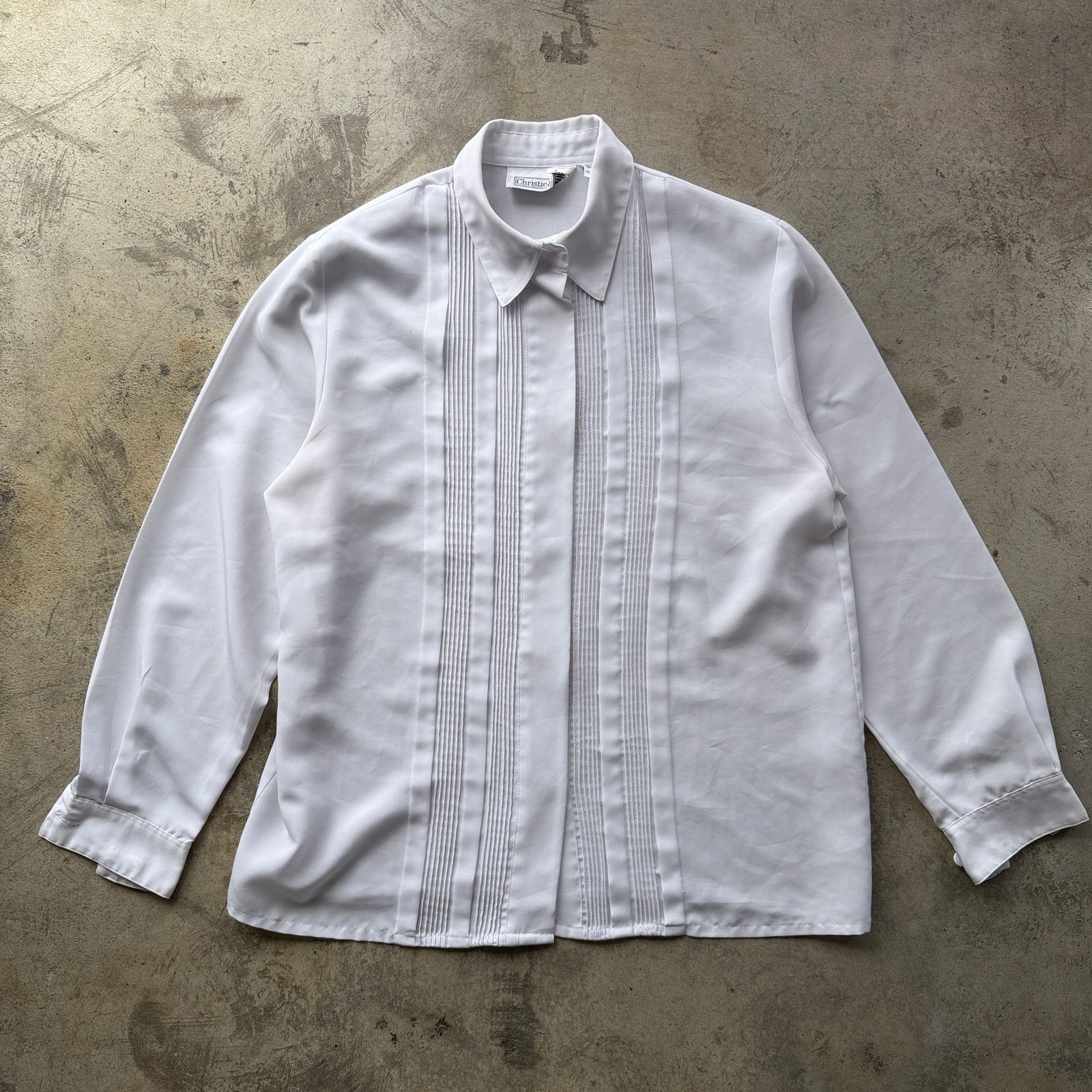 Other y2k sheer White Pintuck Pleated Long Sleeve collared shirt Size M / US 6-8 / IT 42-44 - 2 Thumbnail