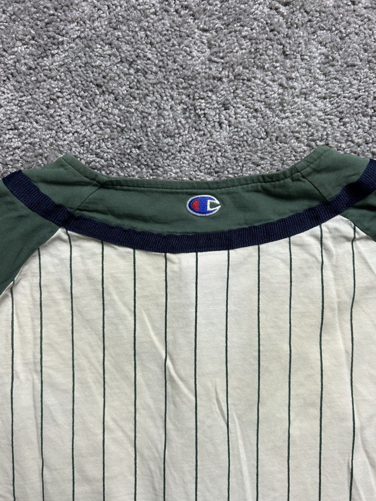 Champion × Vintage Vintage Y2K Champion Baseball Striped Tri Tone Shirt Jersey Size US L / EU 52-54 / 3 - 5 Thumbnail