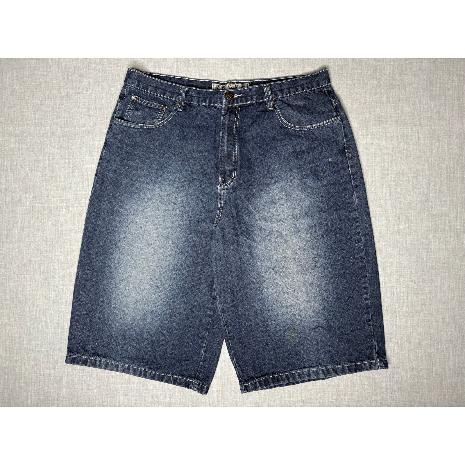 Other Vintage Y2K Emcee Baggy Wide Leg Pocket Flap Jean Shorts 38 Size US 38 / EU 54 - 2 Thumbnail