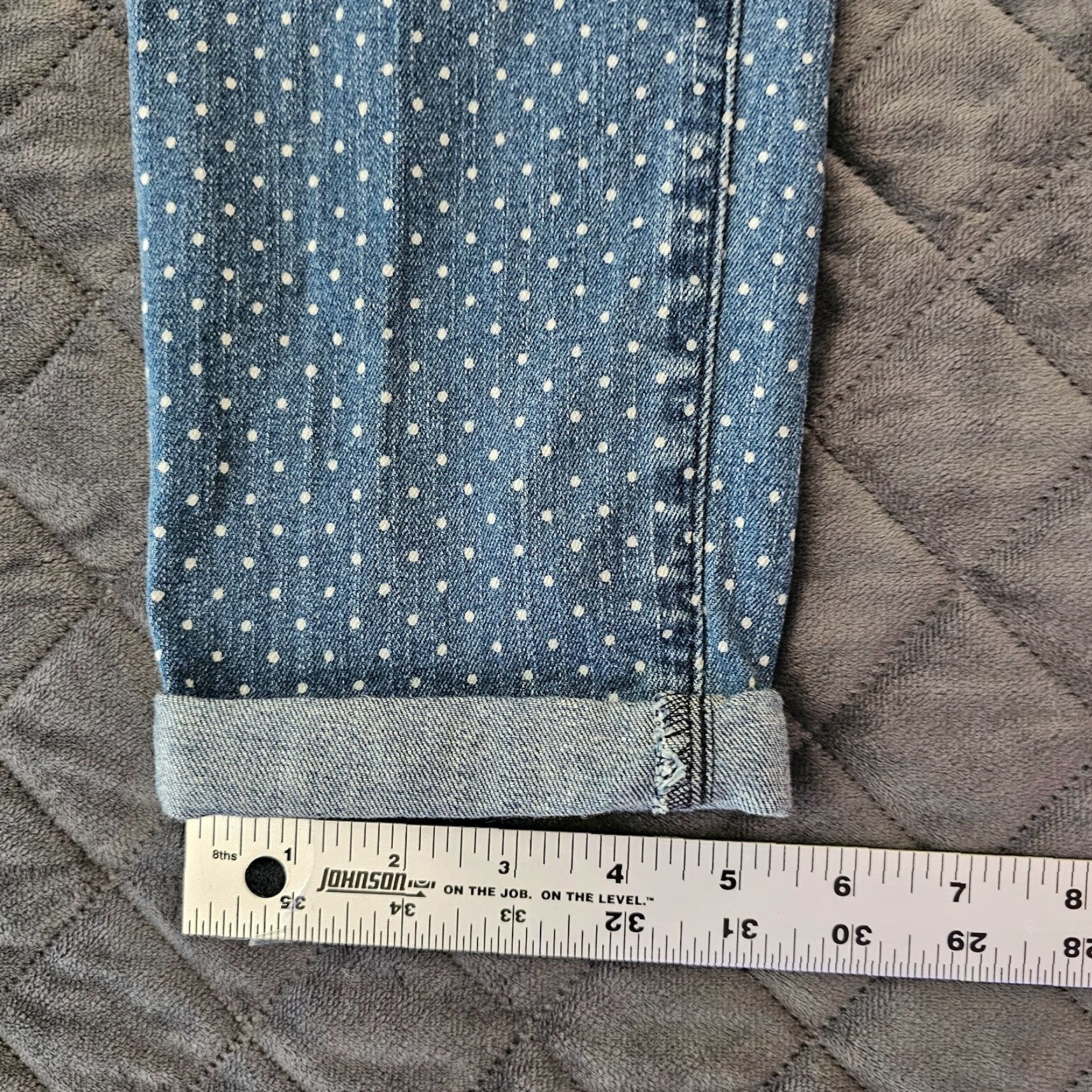 Vintage Rewash Jeans Women 12 Blue Polka Dot 5-Pocket Mid Rise Straight Denim Size 34" / US 12 / IT 48 - 7 Thumbnail