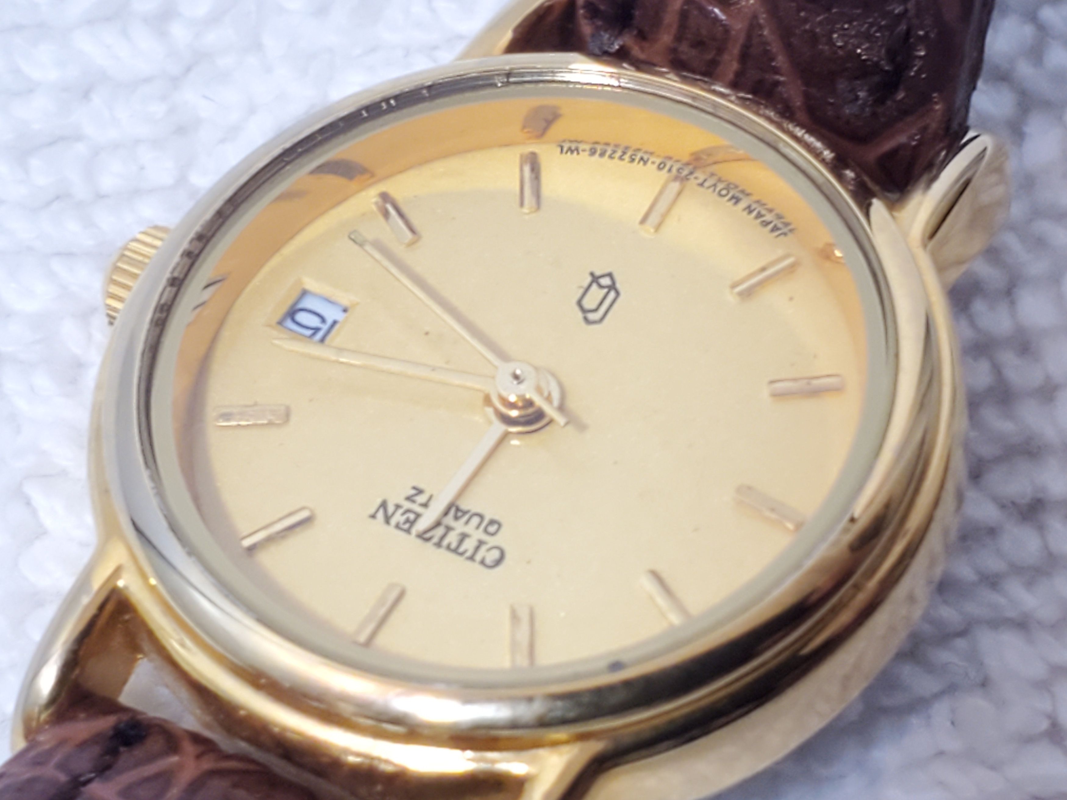 Citizen Vintage 1990's Citizen Women's Date Watch Brown Leather Band Size ONE SIZE - 3 Thumbnail