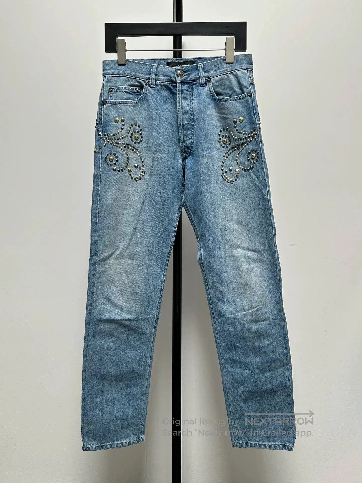 Versace Versace Medusa Leather Patch Studded Jeans. Size US 31 - 1 Thumbnail