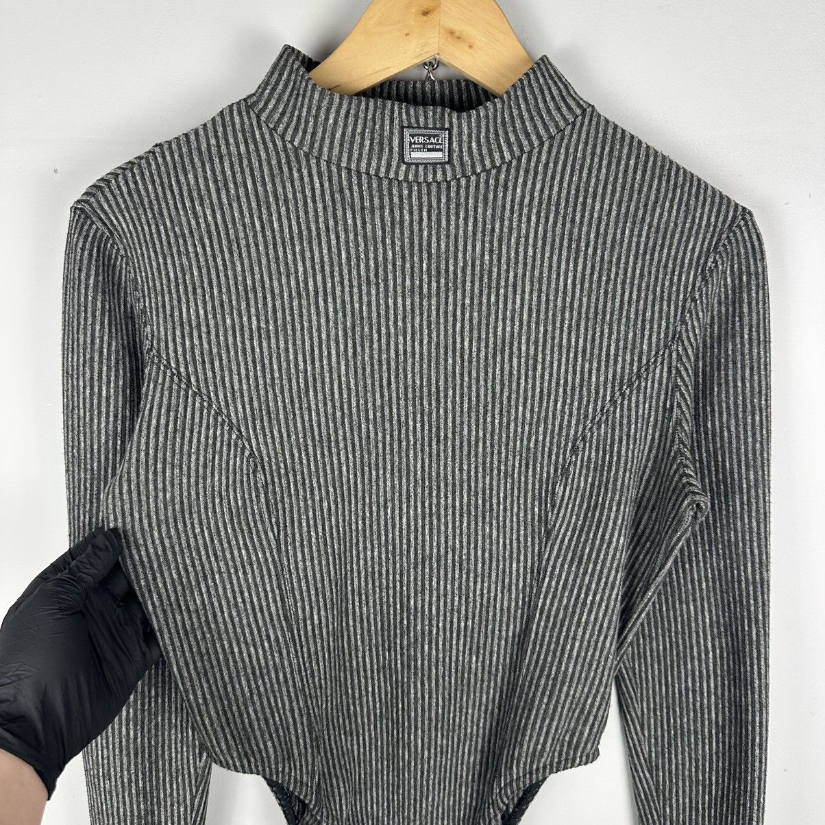 Versace Jeans Couture Vintage Rare Versace Neck Logo BodySuit Size M / US 6-8 / IT 42-44 - 6 Thumbnail