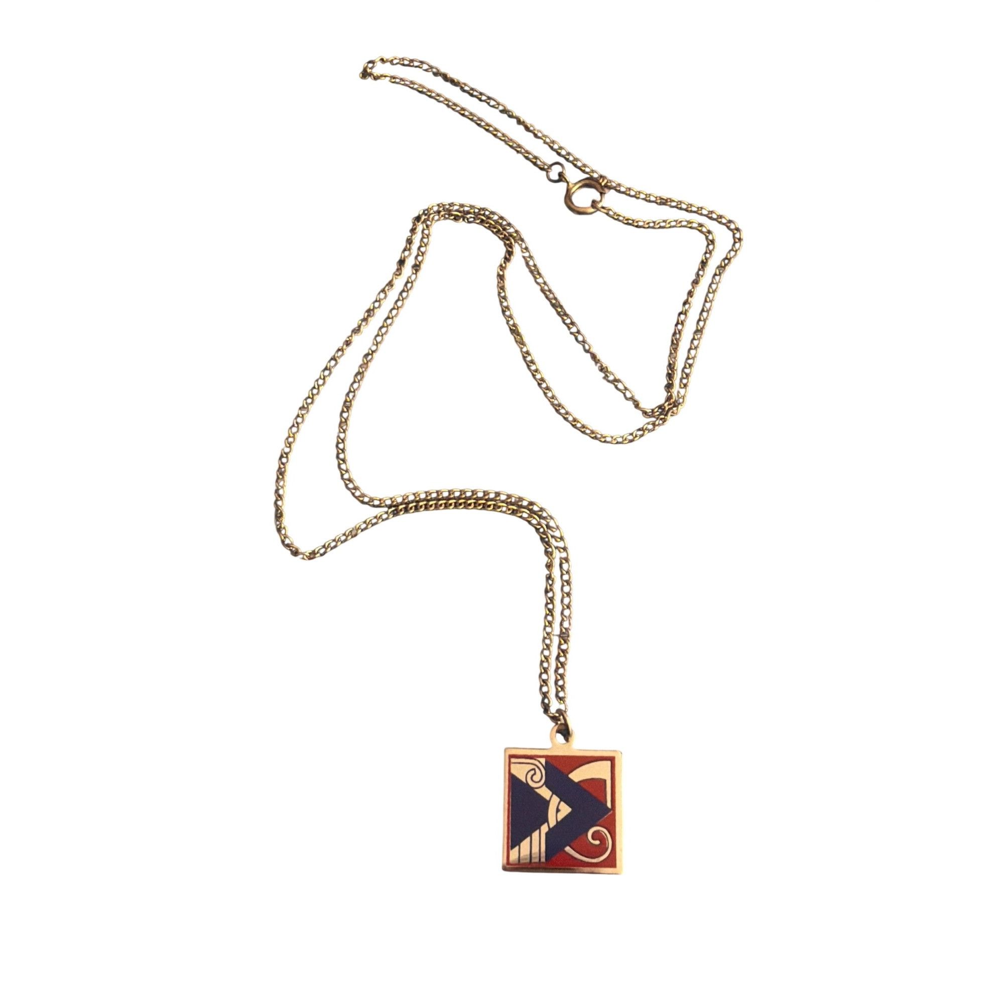 Other Vintage Silver Tone Campfire Girls Pendant Necklace Blue Red Size ONE SIZE - 1 Thumbnail