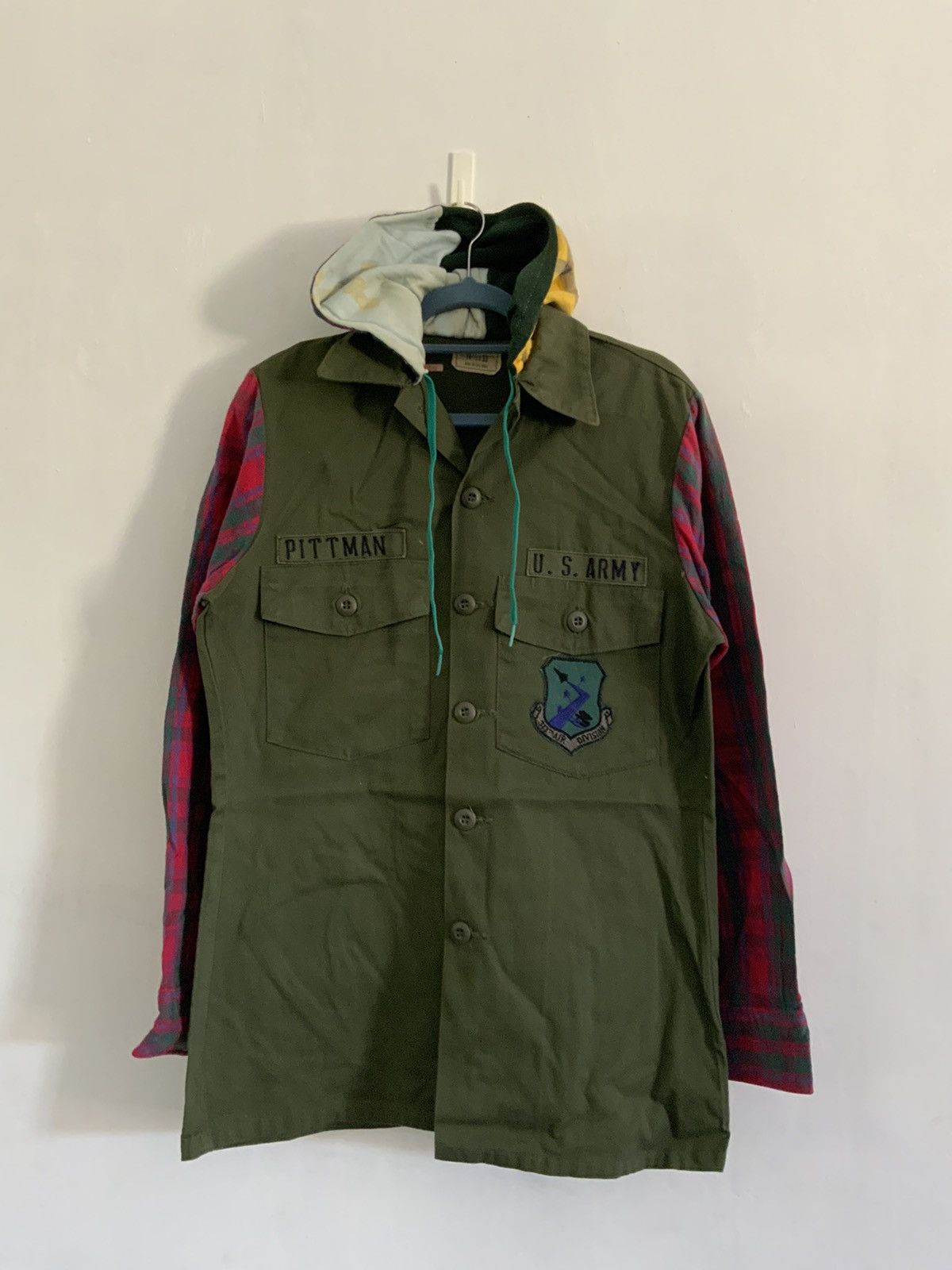 Vintage Custom Pittman Us Army Patchwork Utility Hoodie