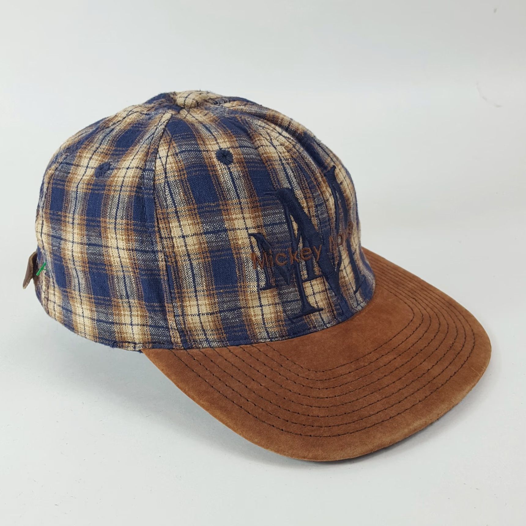Disney VINTAGE Disney Mickey Mouse Plaid Baseball Cap Hat One Size Blue Adjustable Cartoon 90s Mens Size ONE SIZE - 4 Thumbnail