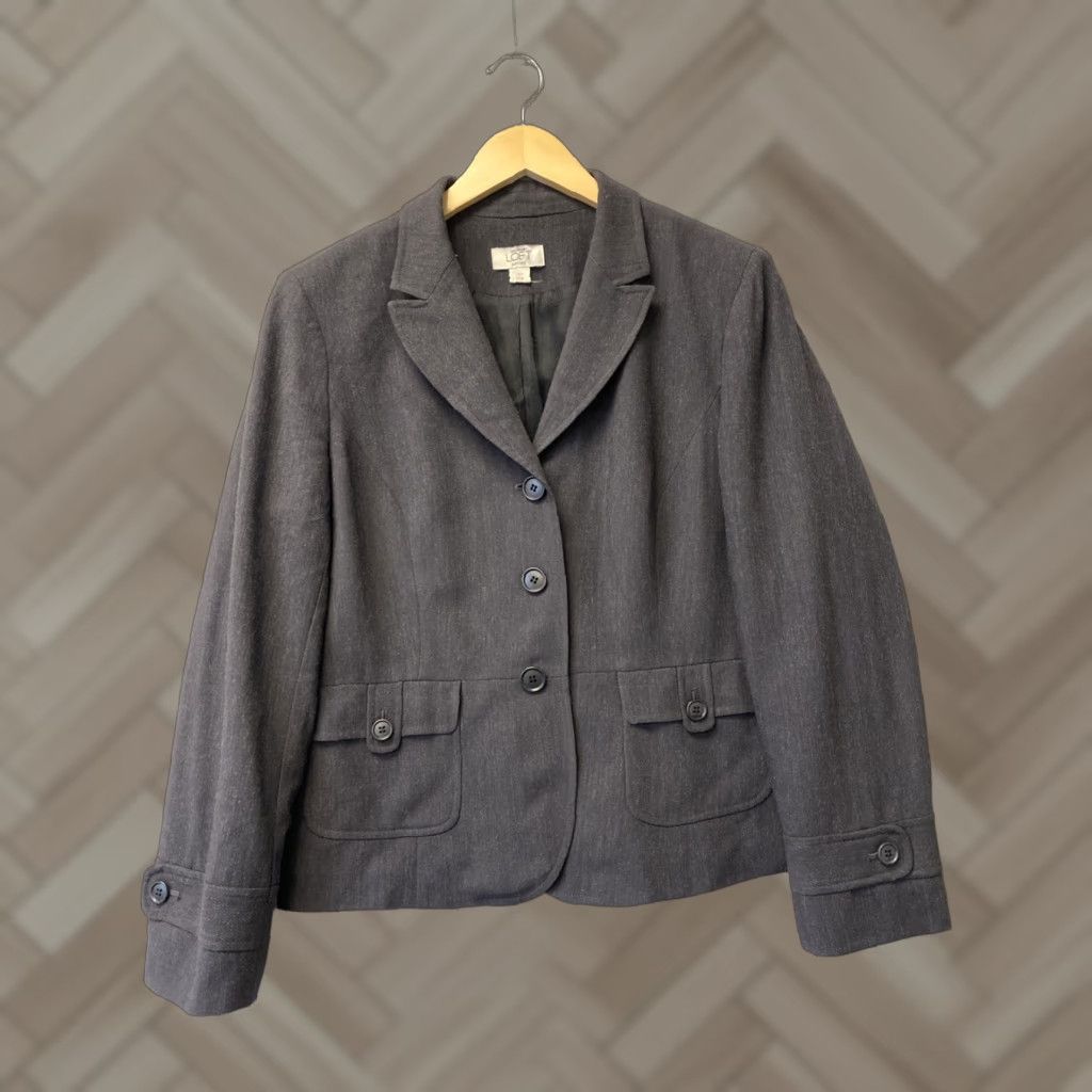 Loft Loft Blazer 14P Womens Gray Button Up Long Sleeve Lined Size XL / US 12-14 / IT 48-50 - 1 Thumbnail