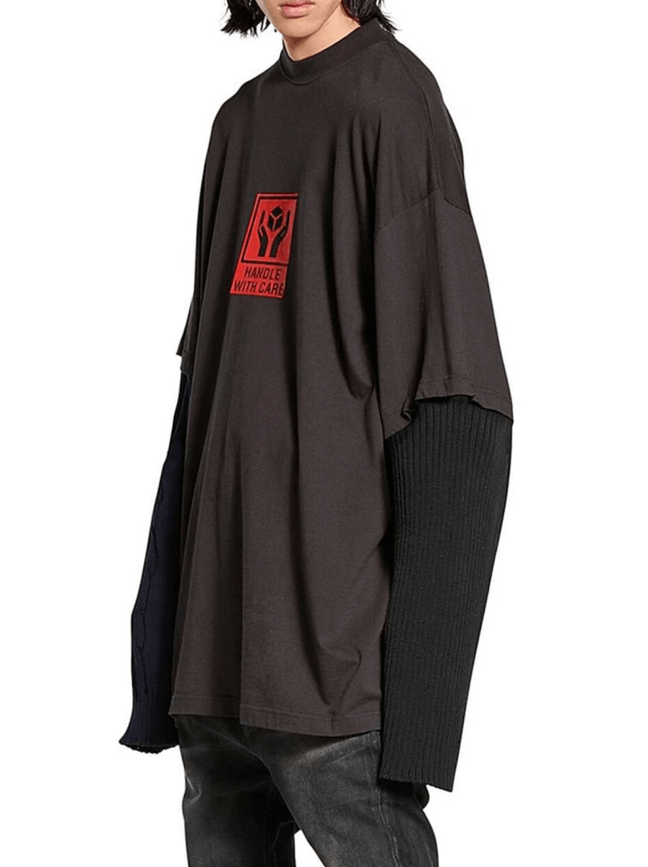 Balenciaga Balenciaga Handle With Care Pached L/S Size US M / EU 48-50 / 2 - 3 Thumbnail