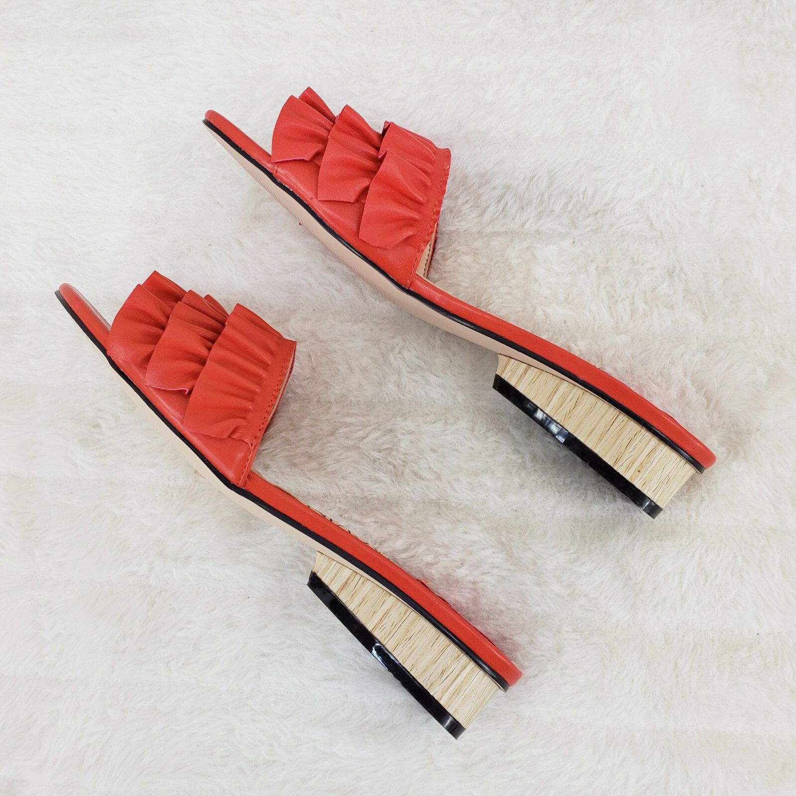 Other Mac J Orange Ruffle Wave Slip On Flats Mules Clog Slipper S Size US 8 / IT 38 - 3 Thumbnail