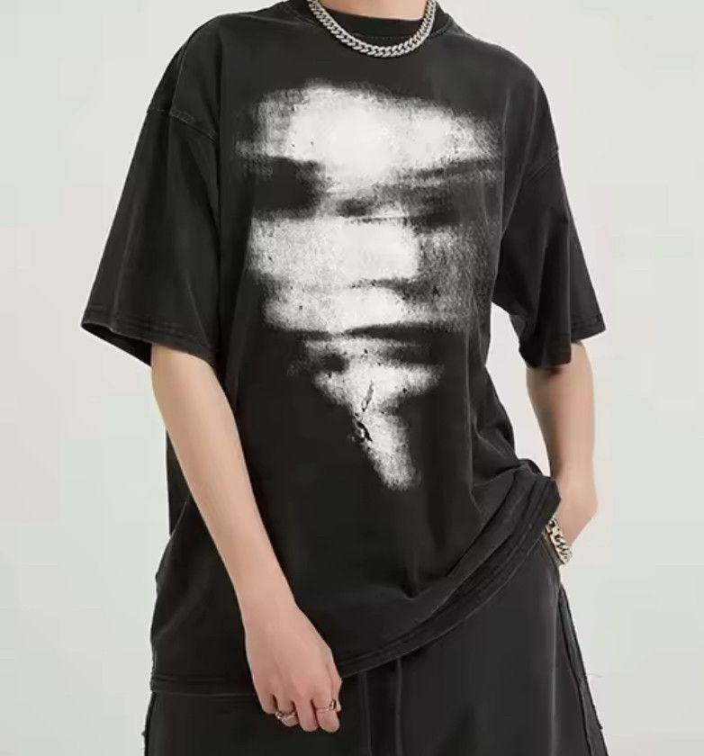 Japanese Brand Y2K Vintage Blurry FACE Washed Short Sleeve T-Shirt Size US XXL / EU 58 / 5 - 5 Thumbnail