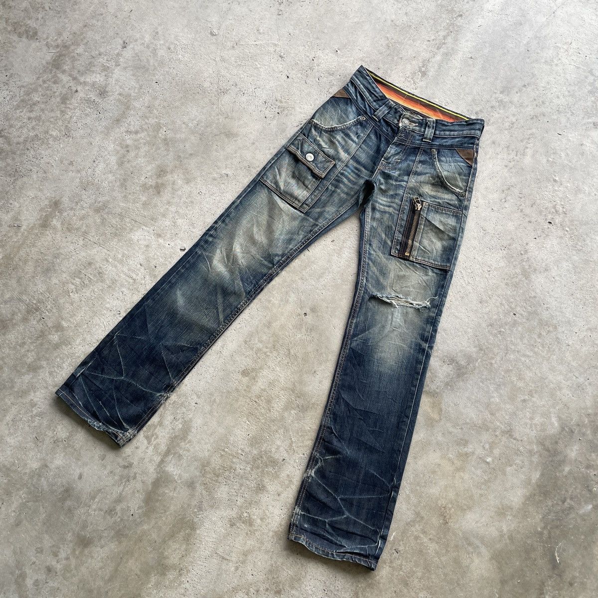 Edwin Vintage Edwin Distressed Mud Wash Jeans Faded Denim Pants Size US 28 / EU 44 - 3 Thumbnail
