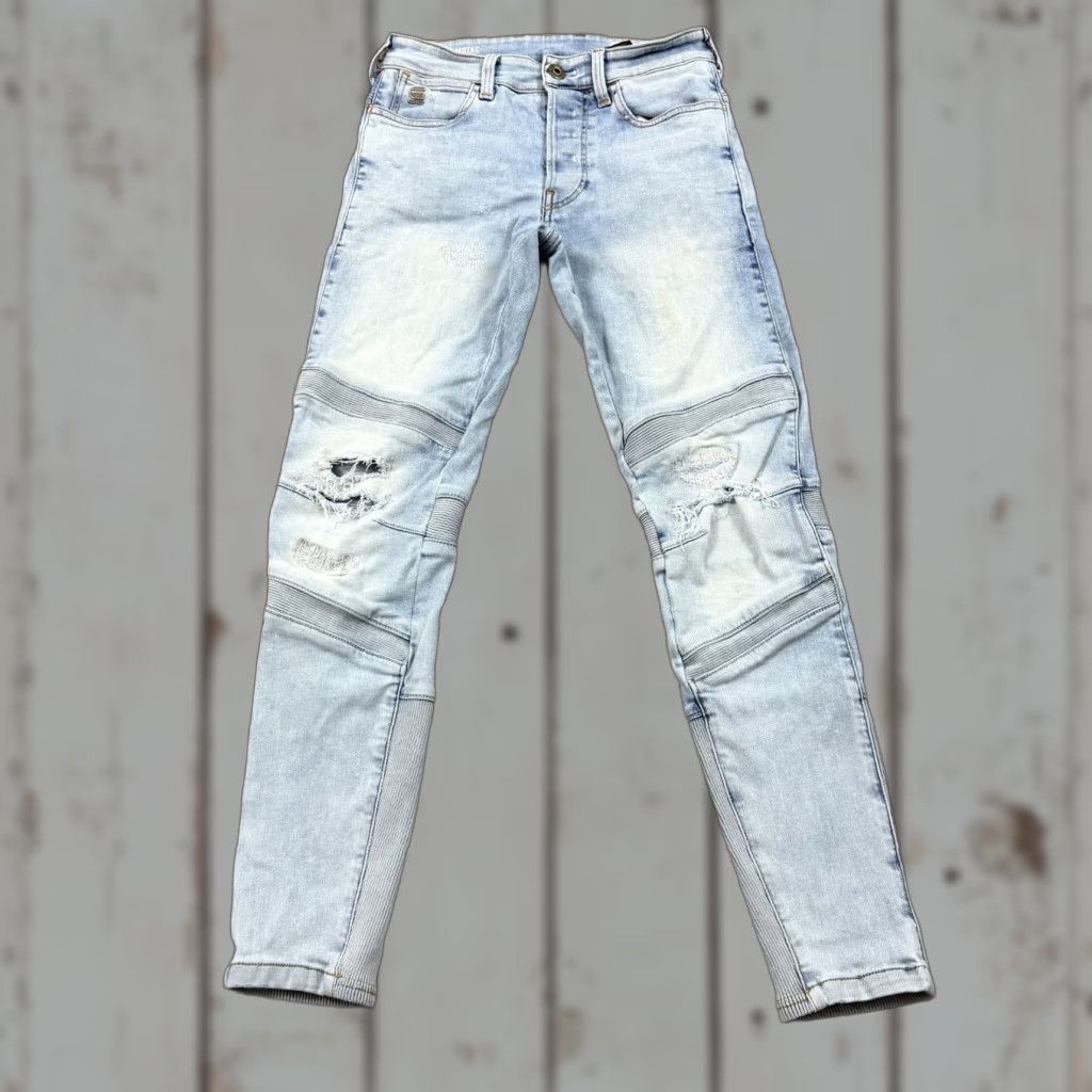 G-Star G Star Raw Jeans Slim 25x28 27 Mens Denim Blue 3D Motac Light Wash Stretch Distressed Skinny Brand: G-Star Men Jeans 3D Theme Size US 26 / EU 42 - 1 Thumbnail