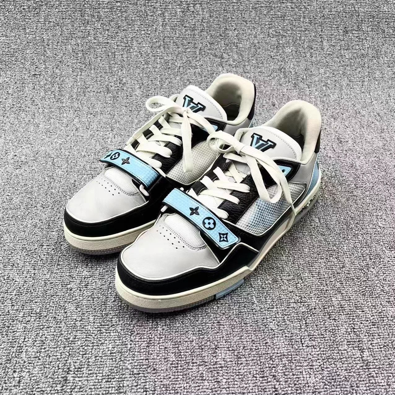 Louis Vuitton LV Trainer Black-Gray-Blue Velcro 44 (Rare) Size US 11 / EU 44 - 1 Thumbnail