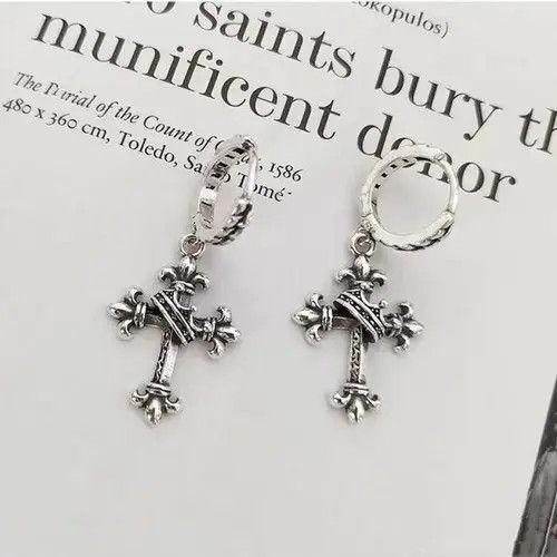 Jewelry × Other 925 Silver Plated Cross Dangle Drop Earrings for Men Women Size ONE SIZE - 1 Thumbnail