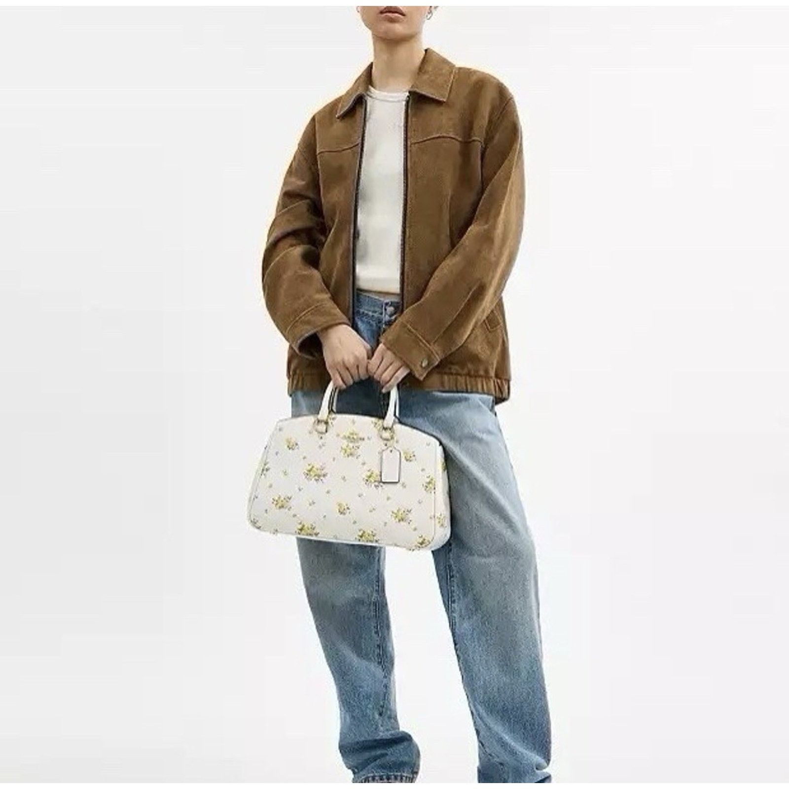 Coach NWT Coach Savannah Carryall Bag Floral Leather CAL41 Chalk Size ONE SIZE - 8 Thumbnail