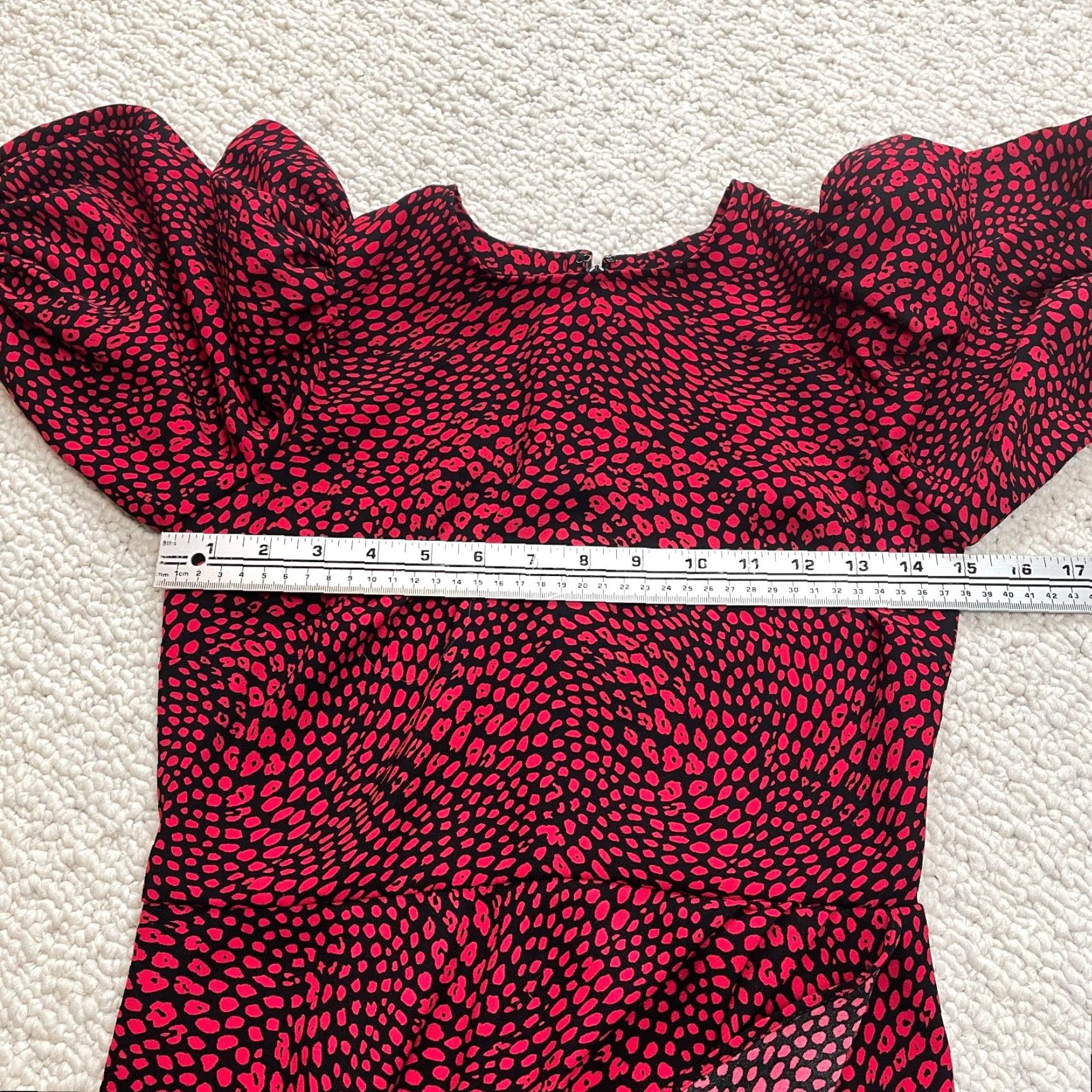Banana Republic Banana Republic Dress Womens 2 Black Red Speckled Long Volume Sleeve Midi Sheath Size XS / US 0-2 / IT 36-38 - 6 Thumbnail