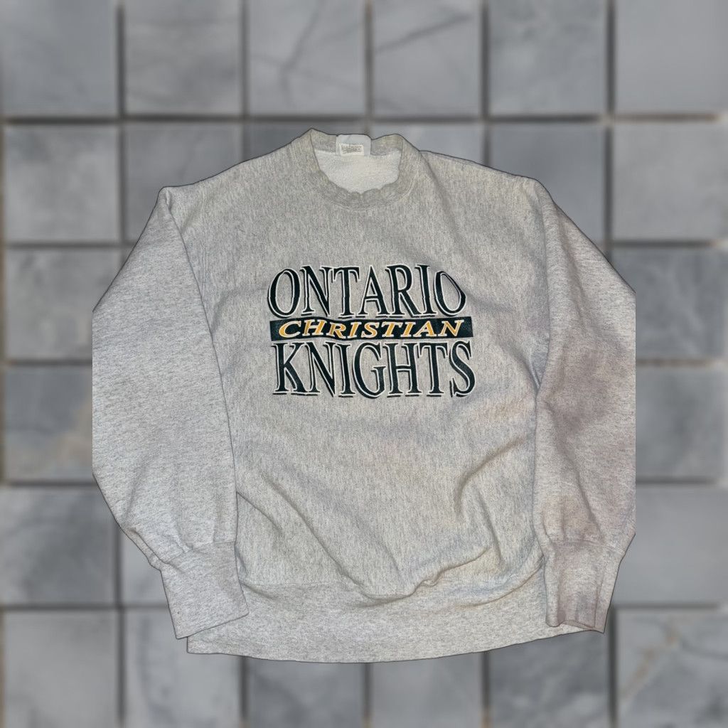 Lee VINTAGE Lee Christian Crewneck Sweatshirt Men's Large Gray Ontario Knights Pullover 22x27 Sports Shirt? Size US L / EU 52-54 / 3 - 1 Thumbnail