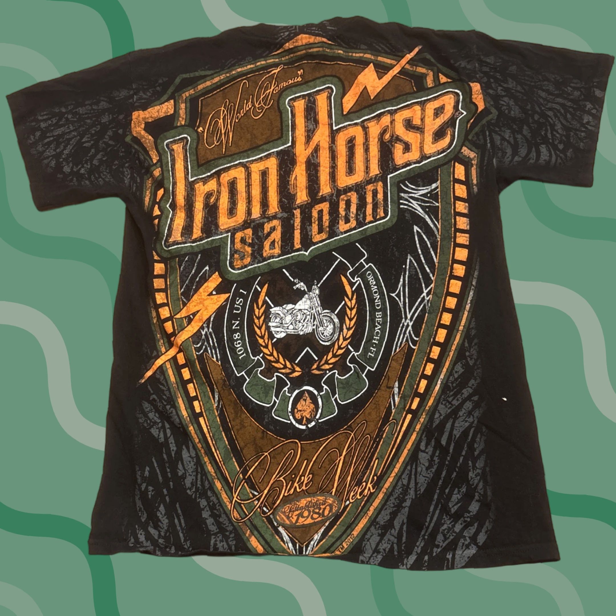 Gildan Iron Horse Saloon Daytona Bike Week T-Shirt Orange M Motorcycle Gildan Men Regular Size M Shirt Mens Size US M / EU 48-50 / 2 - 1 Thumbnail