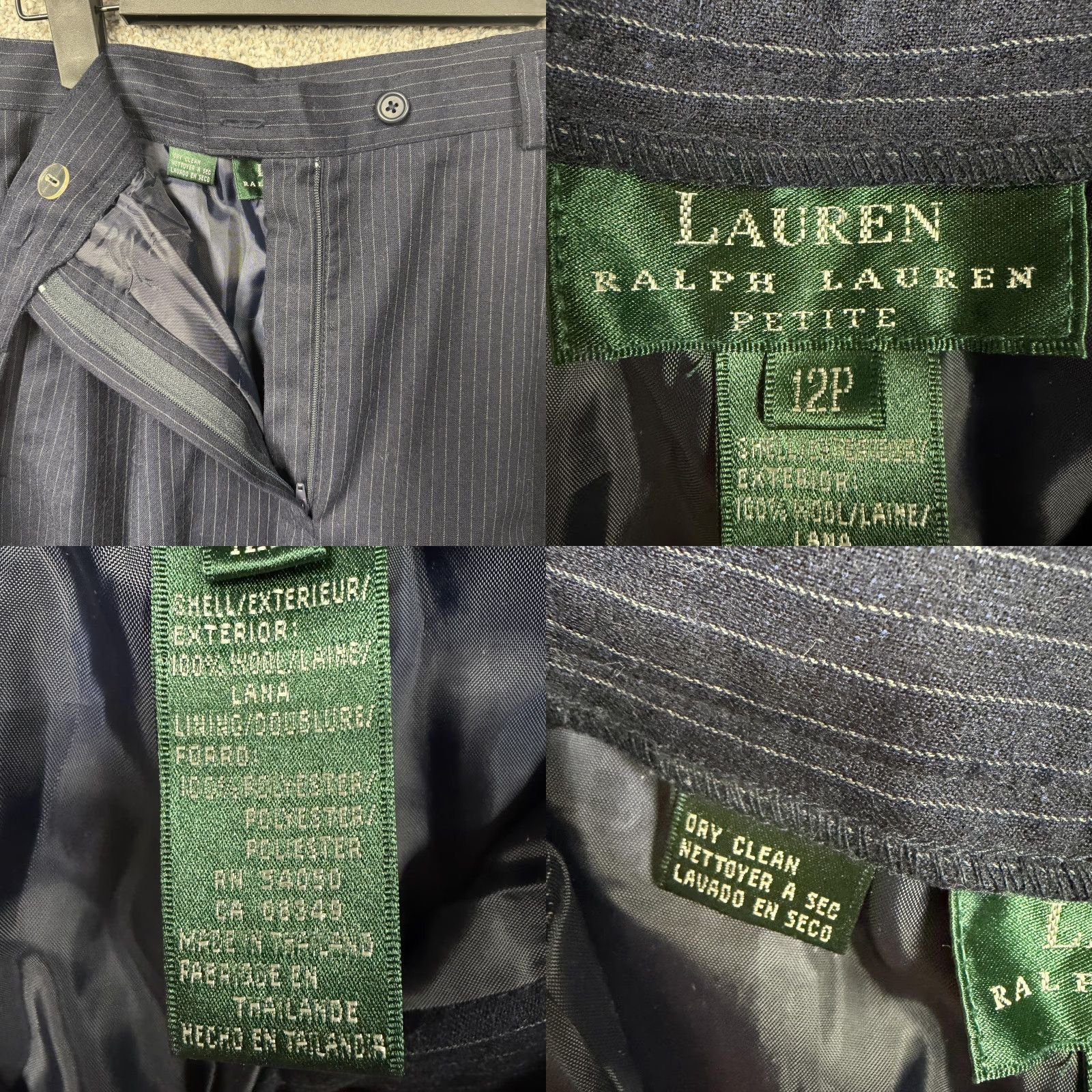 Ralph Lauren Y2K Lauren Ralph Lauren Pants Pinstripe Wool Lined Petite 12P Blue Dress Pants Office Size 34" / US 12 / IT 48 - 8 Thumbnail