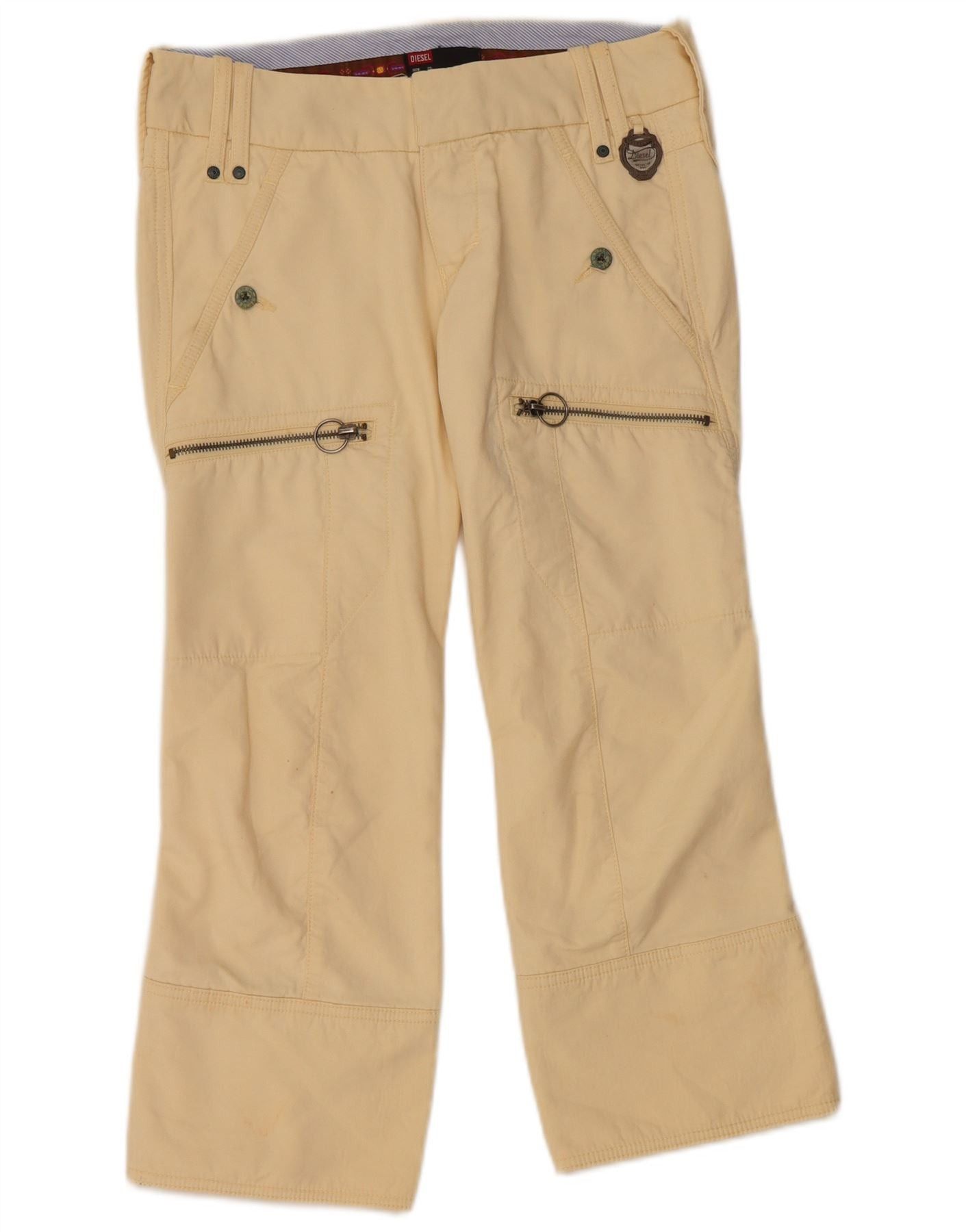Diesel Womens Straight Cargo Capri Trousers W25 L22 Beige Cotton Size 42" / US 20 - 1 Thumbnail